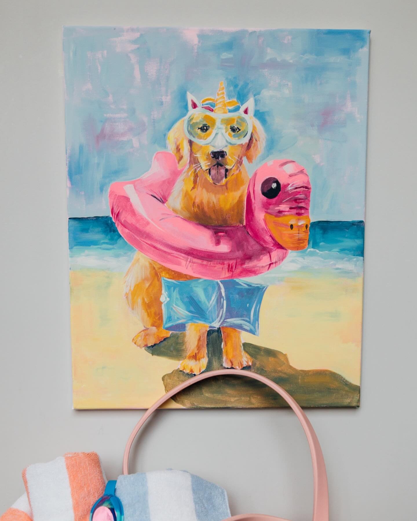 Doggo Learns to Swim
&bull;
Acrylic on canvas | April 2024
&bull;
#ellywisestudios&nbsp;#creativehappylife #colorfulpaint #acrylic #acrylics #illustration #vibrant #painter #painting #momdesigner