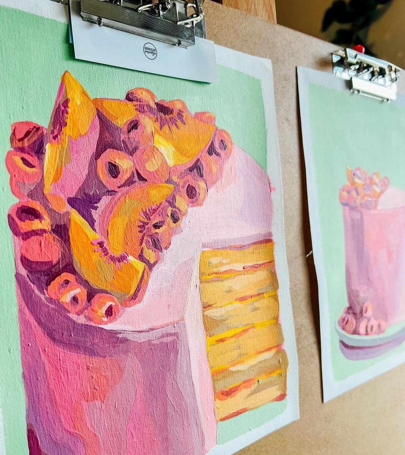Cake for breakfast 🍰 now all the cake originals (and prints) are in the shop!!
&bull;
#ellywisestudios&nbsp;#creativehappylife #colorfulpaint #acrylic #acrylics #illustration #vibrant #painter #painting #momdesigner