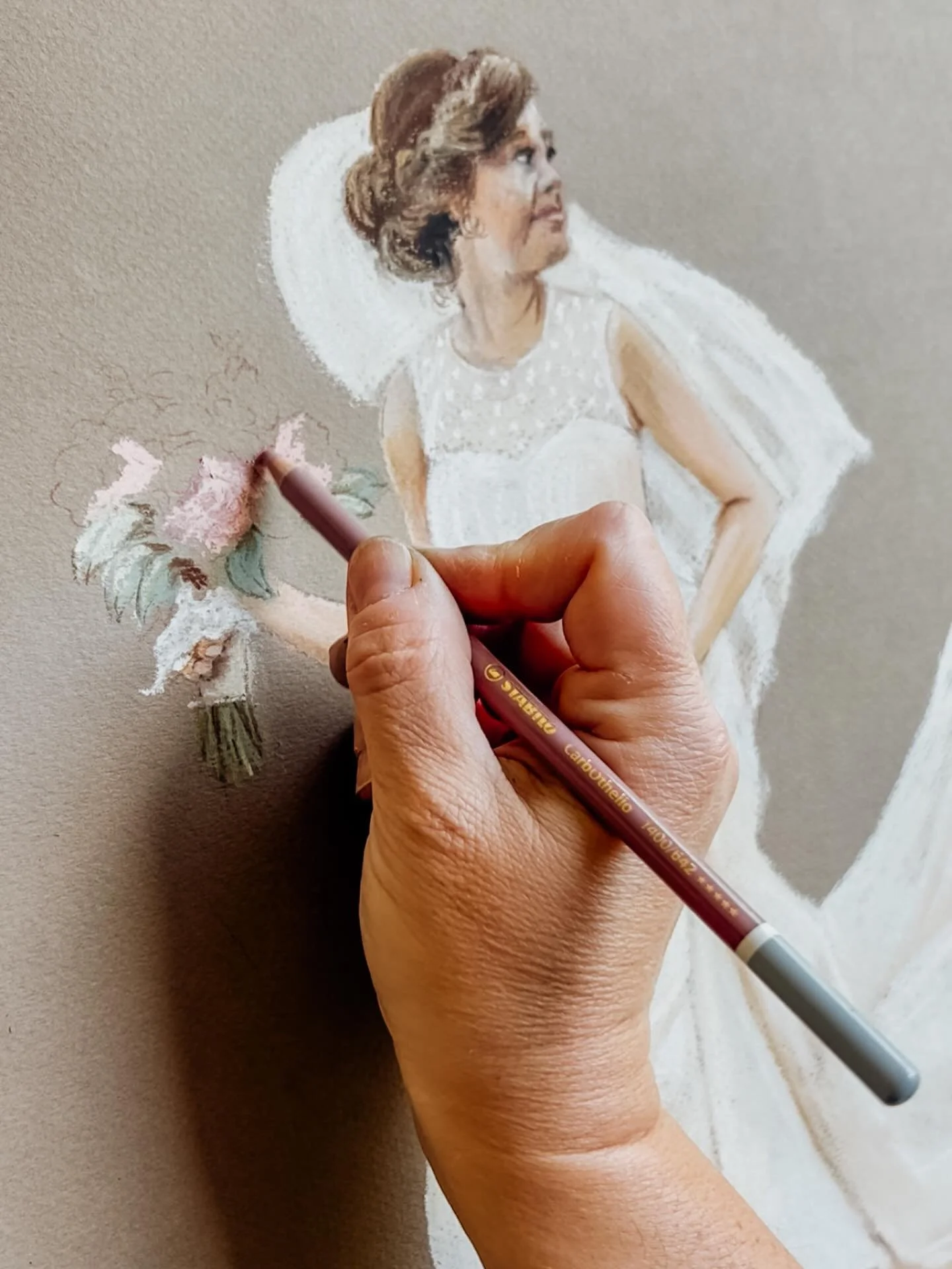 It&rsquo;s #weddingseason and Spring is here!! Anyone looking for a wedding portrait?? #portraiture #wedding #weddingartist #weddingpainter