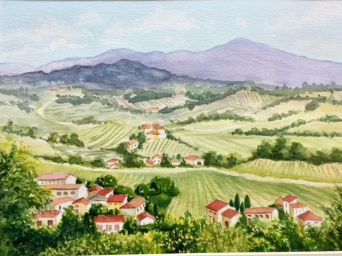   Luberon valley, Provence   Watercolor  12x9 in ( 30.5x23 cm) 