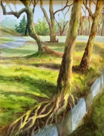   Early spring in Georgia   Watercolor  15x11 in ( 38x28 cm) 