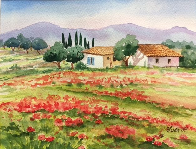   Poppies of Luberon   Watercolor  12x9in ( 30.5x23 cm) 