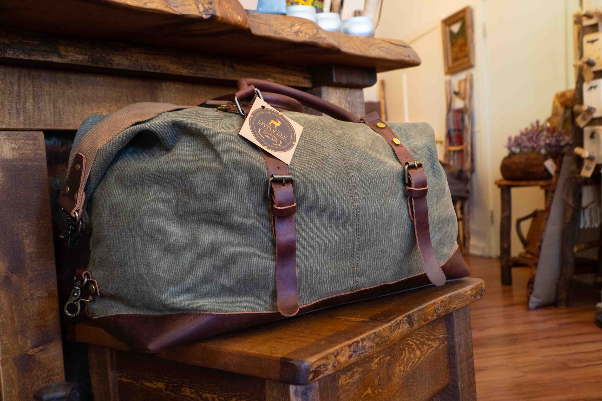 Canvas and Leather Duffel Bag