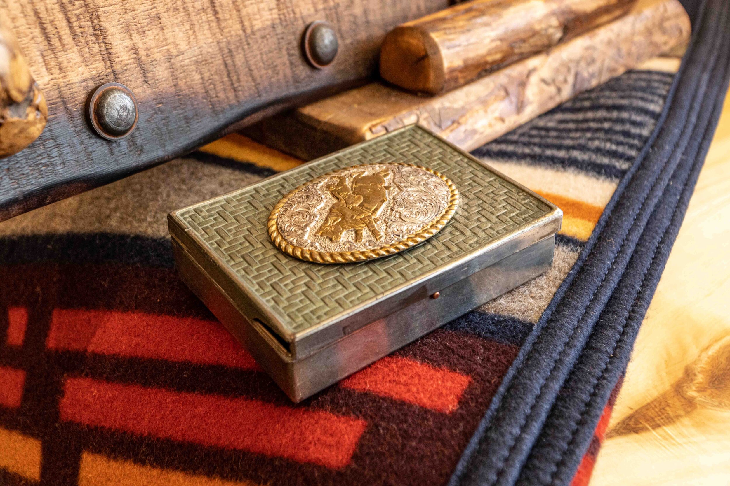 Antique Box with Belt Buckle