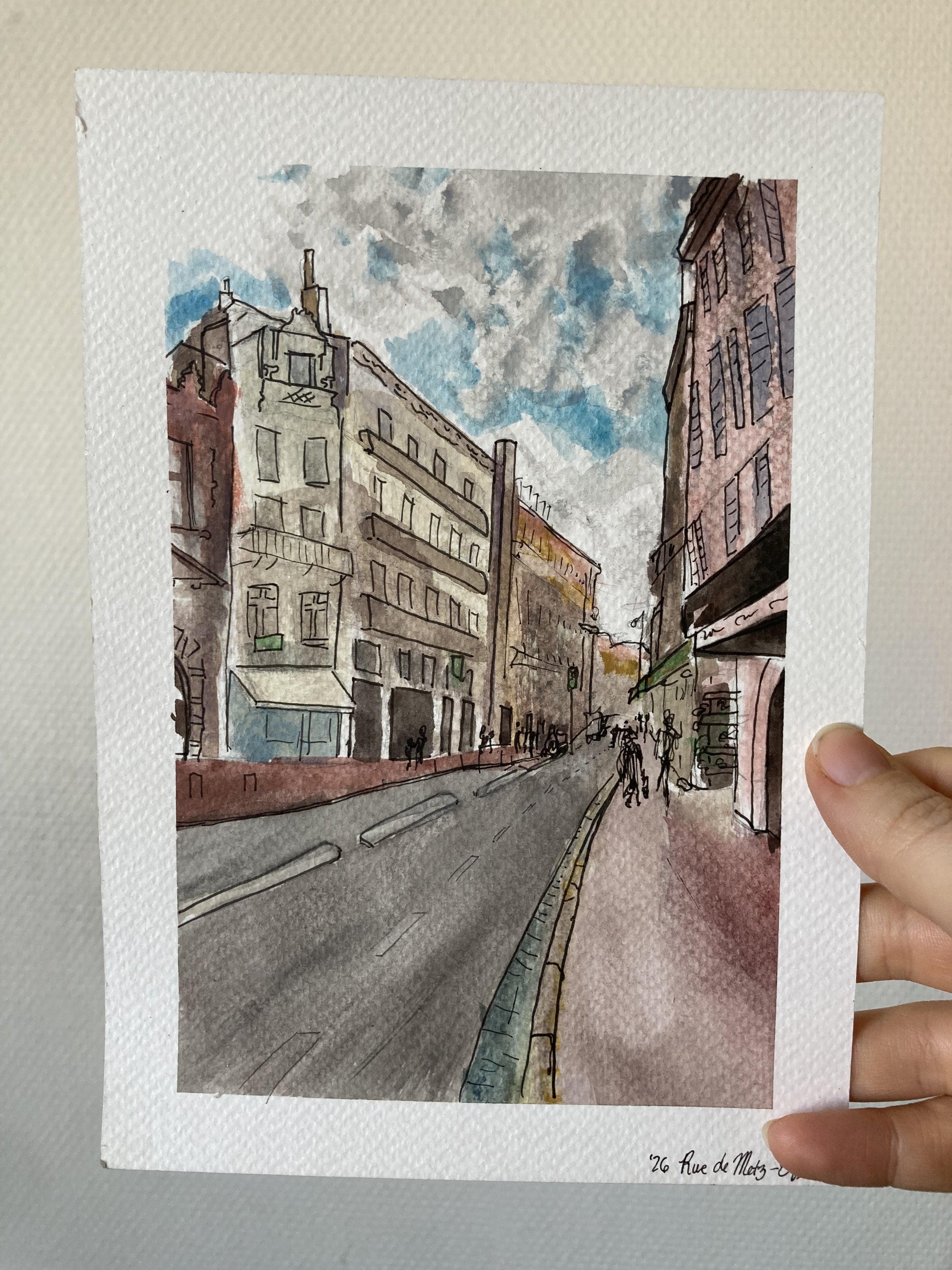 "Rue de Metz" - Watercolor, 15 cm x 20 cm, 2025