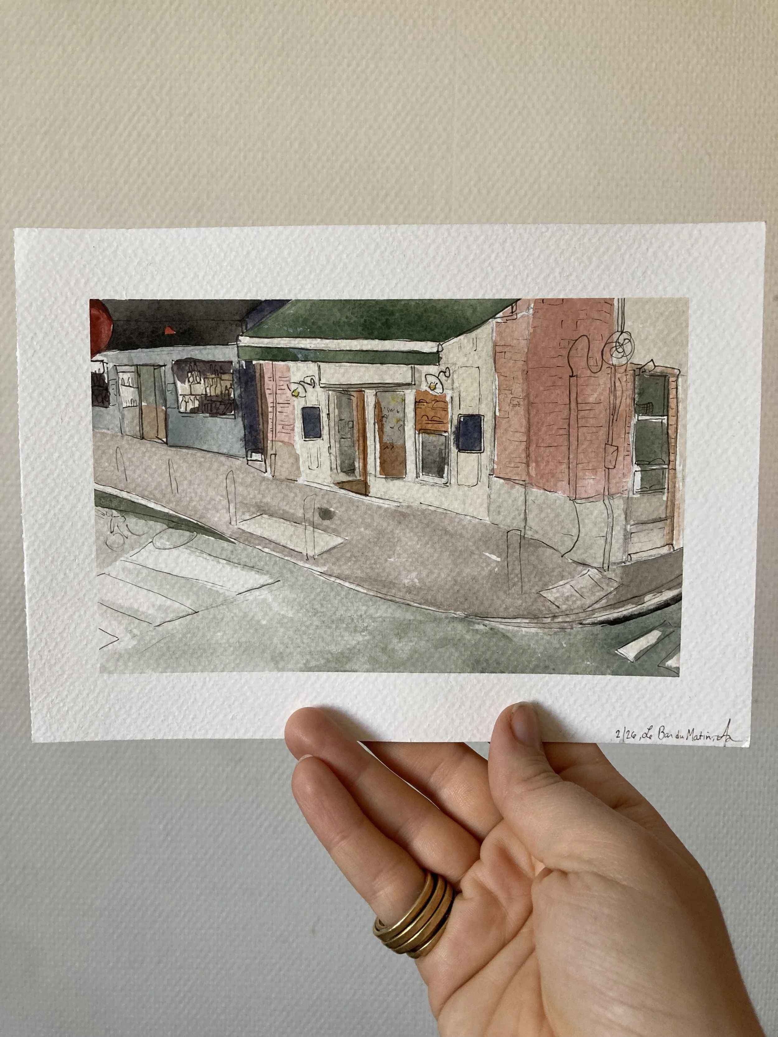 "Le Bar du Matin #2" - Watercolor, 15 cm x 20 cm, 2026