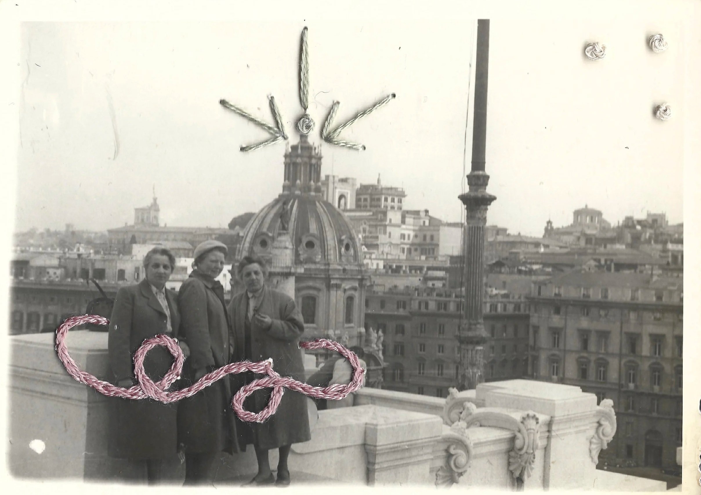 Girls Trip, 2024, embroidery on vintage photo, 10 cm x 15 cm - artwork by Nikita Andester