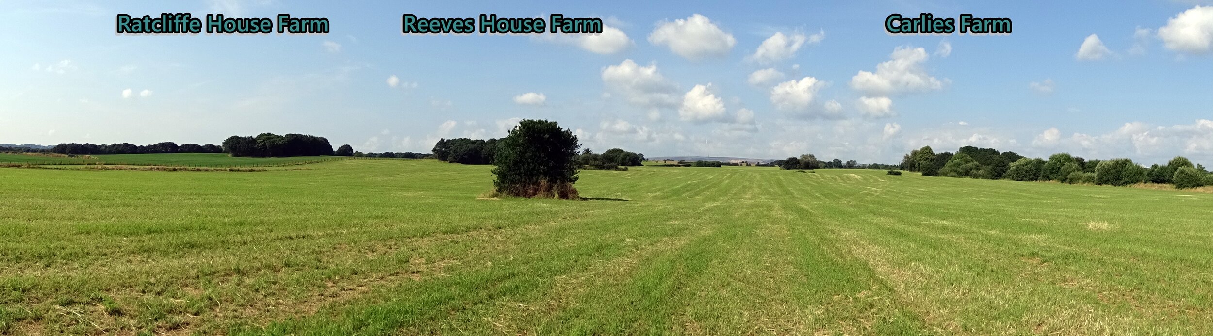 "This was a panoramic shot taken 26 July 2021 looking up the fields from a footpath that runs off the Westhoughton Golf Club course. I tried to position myself in a place where no man made structure is visible. I didn't manage it in the end. This was