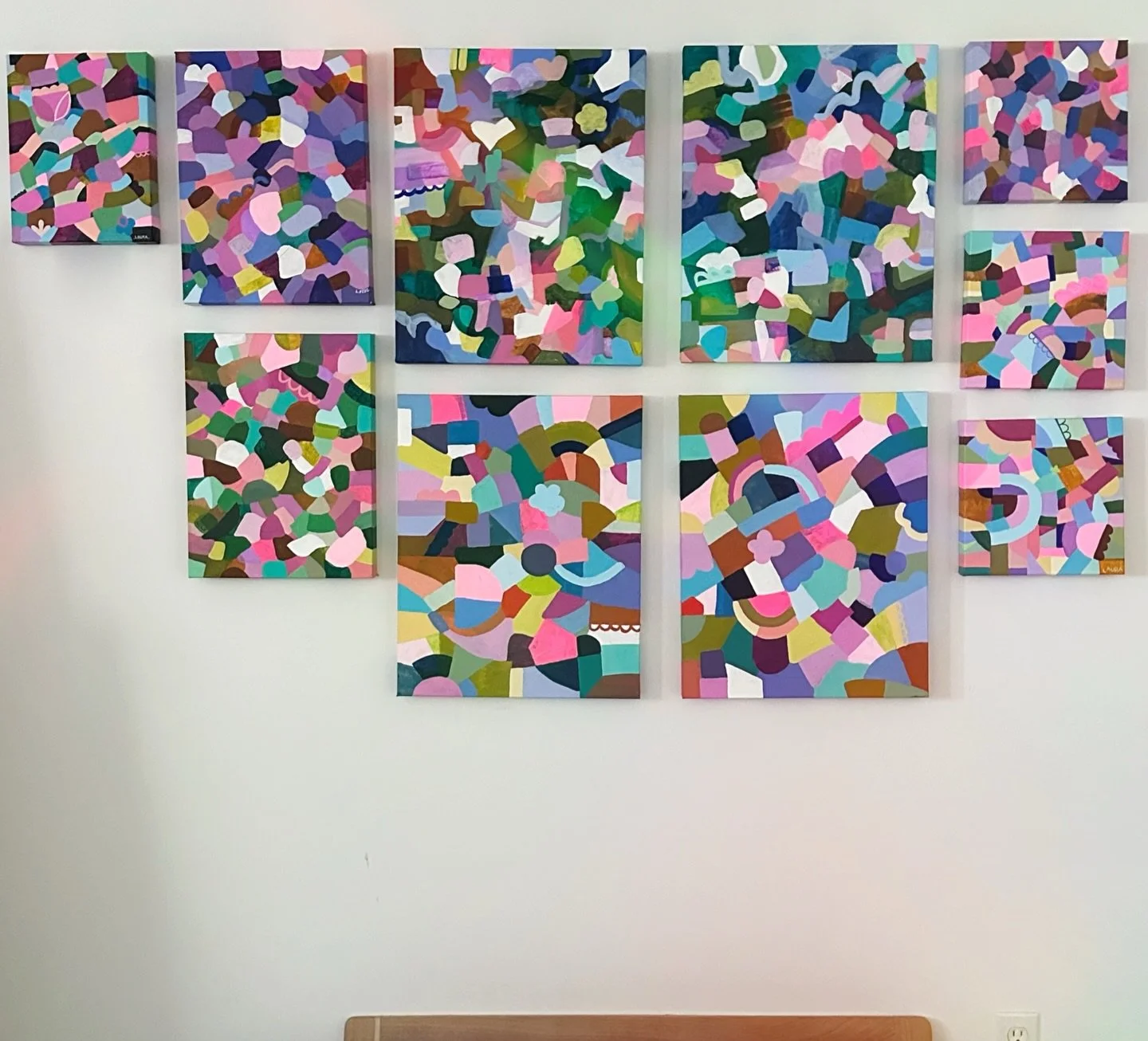 Filling up my studio wall with love, beauty and courage- one canvas at a time ✨🌱💕