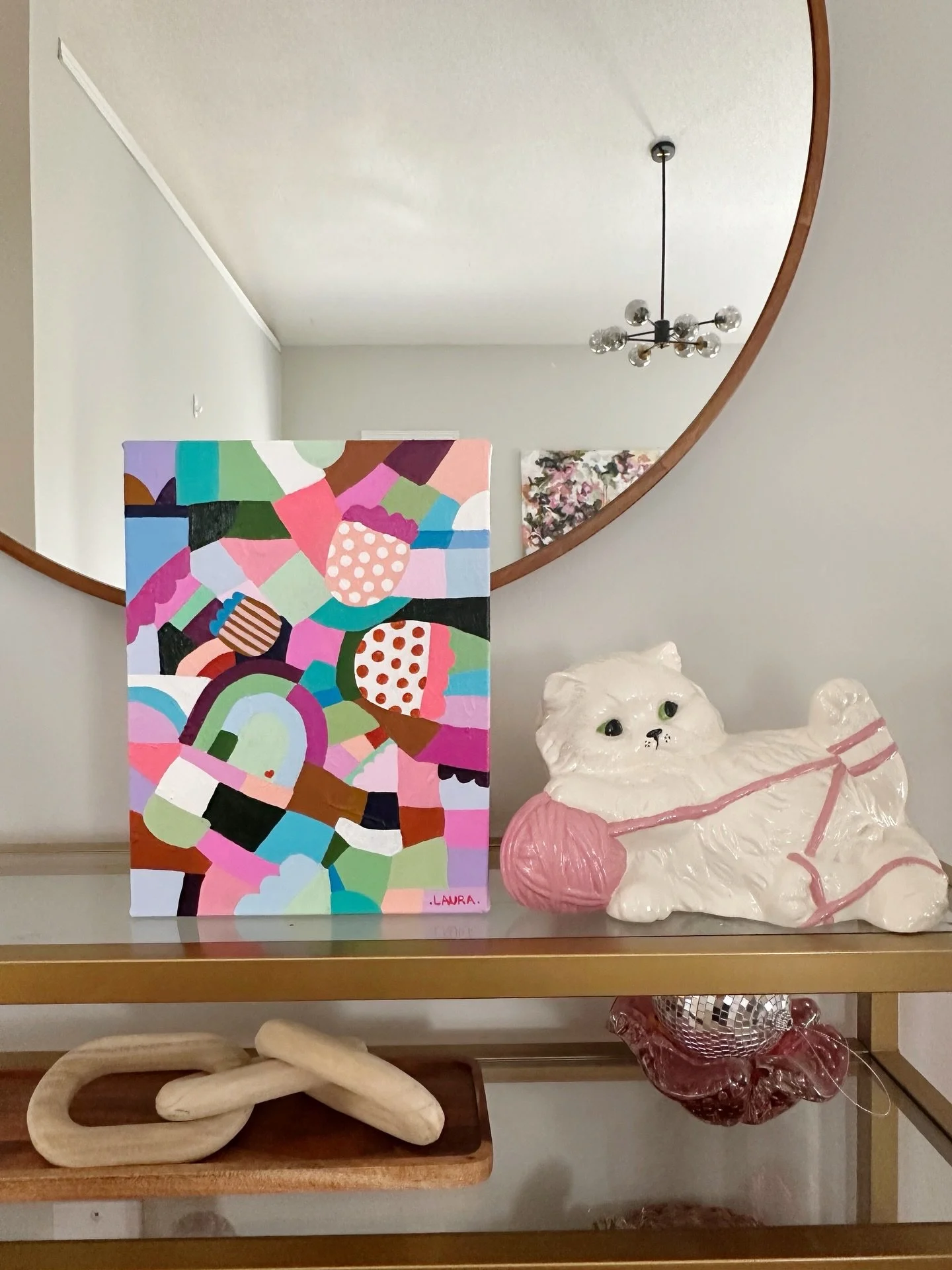 &ldquo;Polk-a-dot Collector&rdquo; is a total mood. 

Original art on Gallery Wrapped Canvas. 9&rdquo; x 12&rdquo;. 

The kitty cat&rsquo;s name is &ldquo;Yarnold&rdquo; for those interested. 

Art is available for purchase. Yarnold is not for sale. 