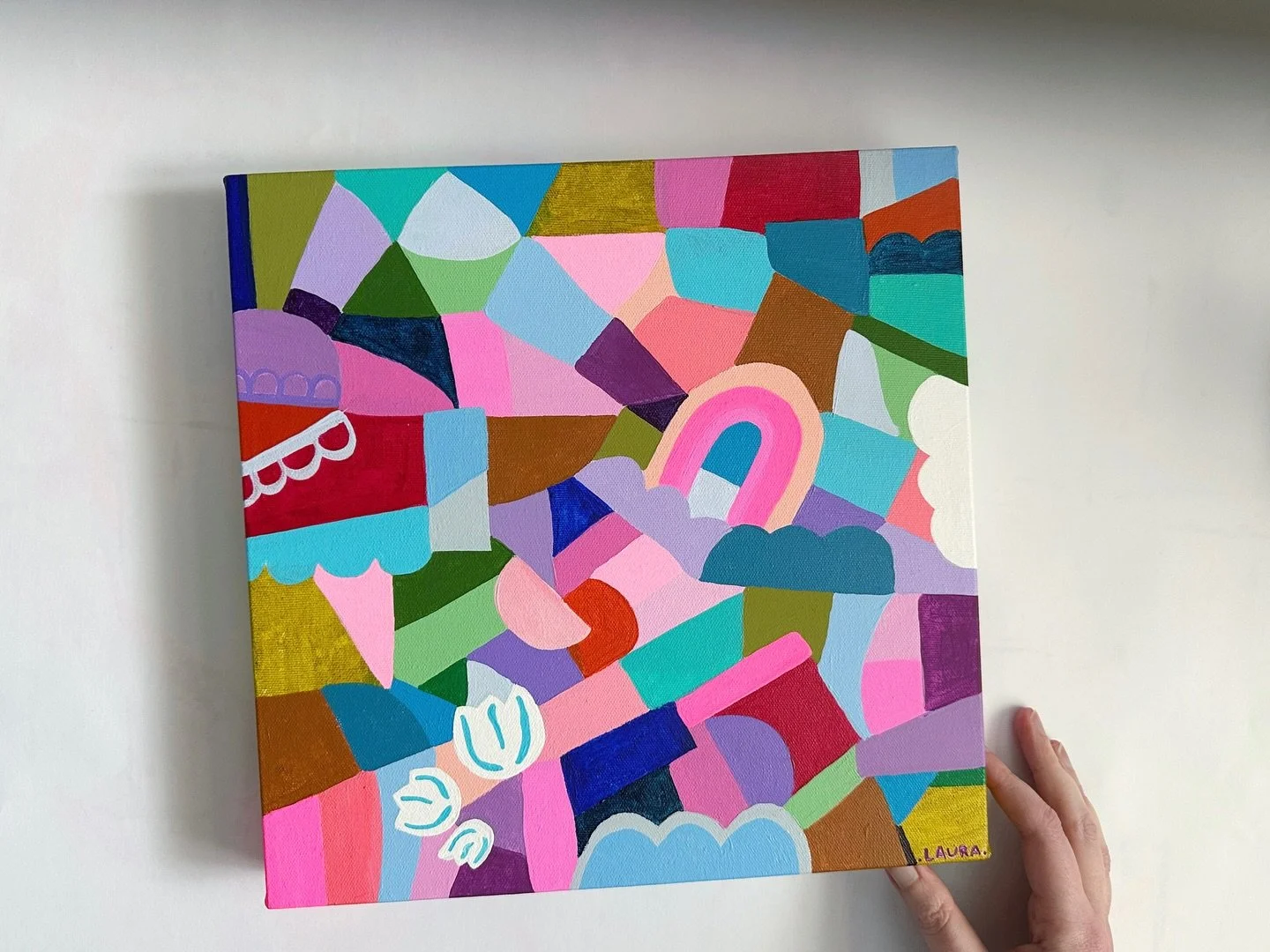 &ldquo;Where the happy things meet&rdquo; , and &ldquo;Patchwork Florals&rdquo; are both up on the website. 

12&rdquo; x 12&rdquo; Acrylic on Gallery wrapped canvas. $220 CDN plus shipping. (Price per piece) 

#dopaminedecor #pinkpinkpink #femaleart