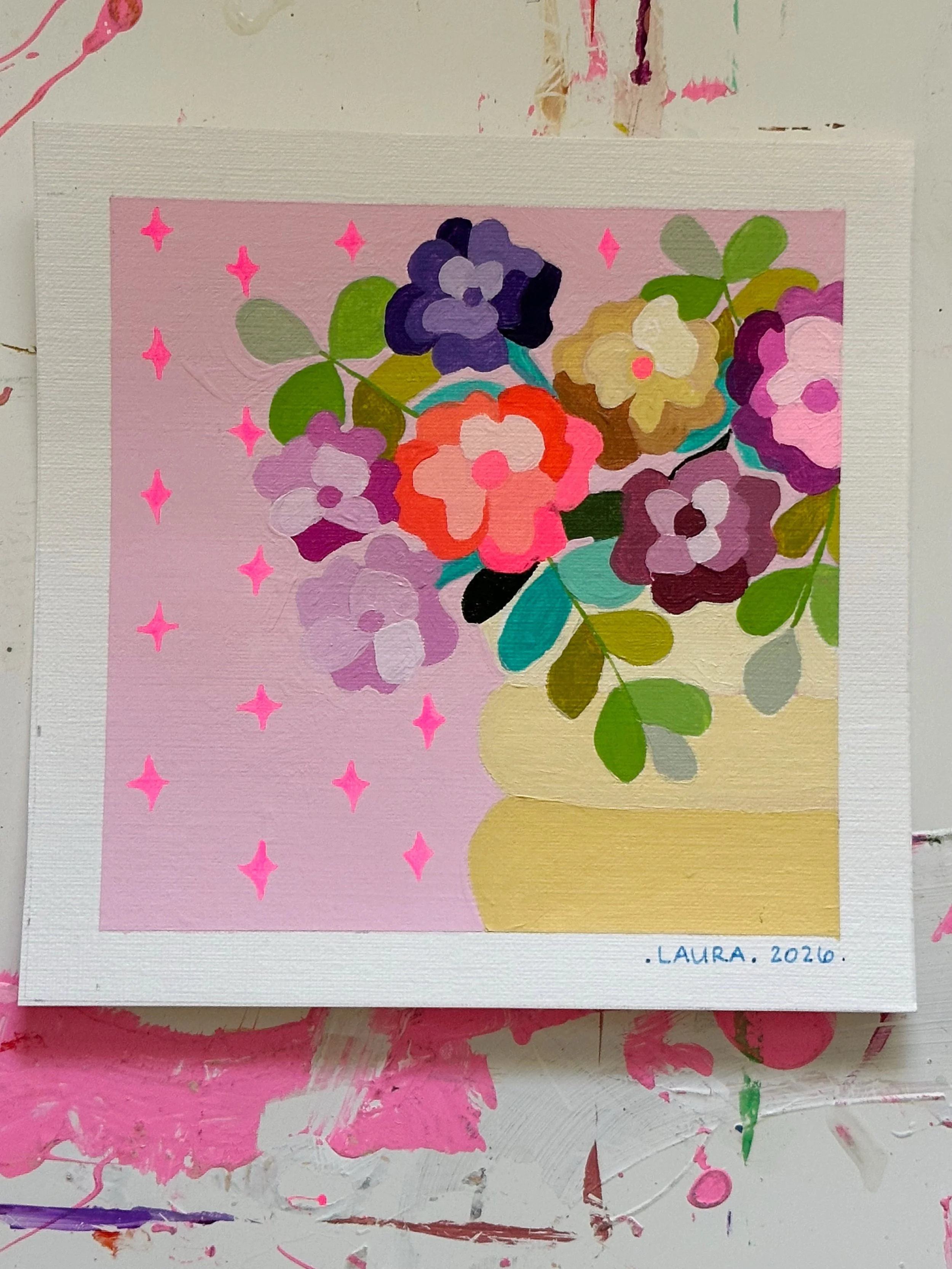 Skipping the order of creation in these Happiness Squares to share this bright, extra happy one. 

Today is a day where the comparison between the complete opposite of living in my body and the symptoms I experience and the art that I create is just 