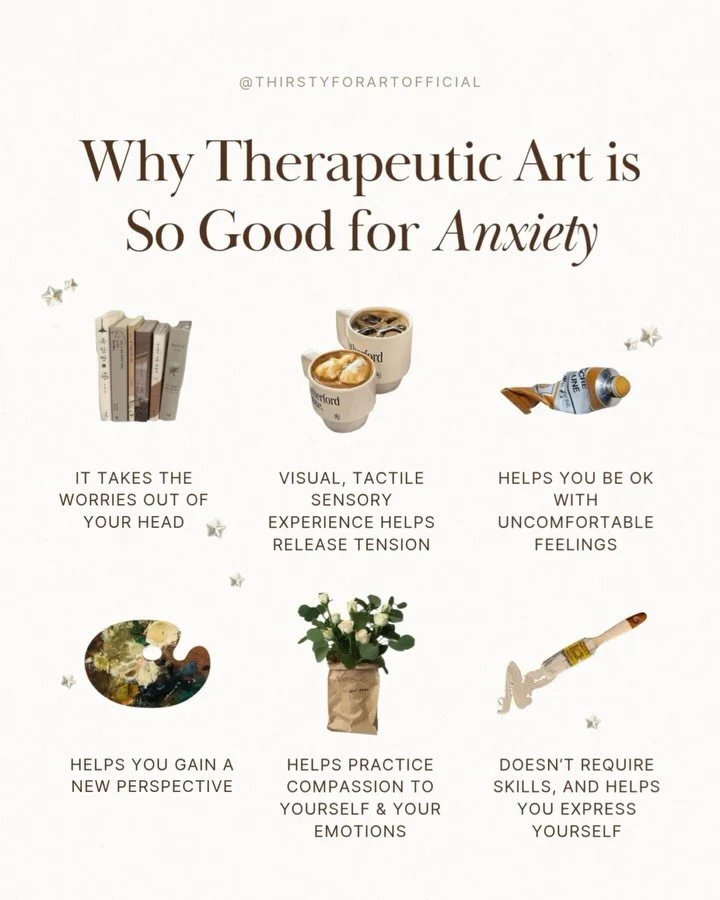 GET ART EXERCISES FOR ANXIETY HERE&hellip;.👇🫧🎨

Therapeutic artmaking is super helpful for anxiety relief. I think it should be a go-to tool for anxiety management. 

Good news is, if you wanted therapeutic art ideas to try&hellip; I&rsquo;ve got 