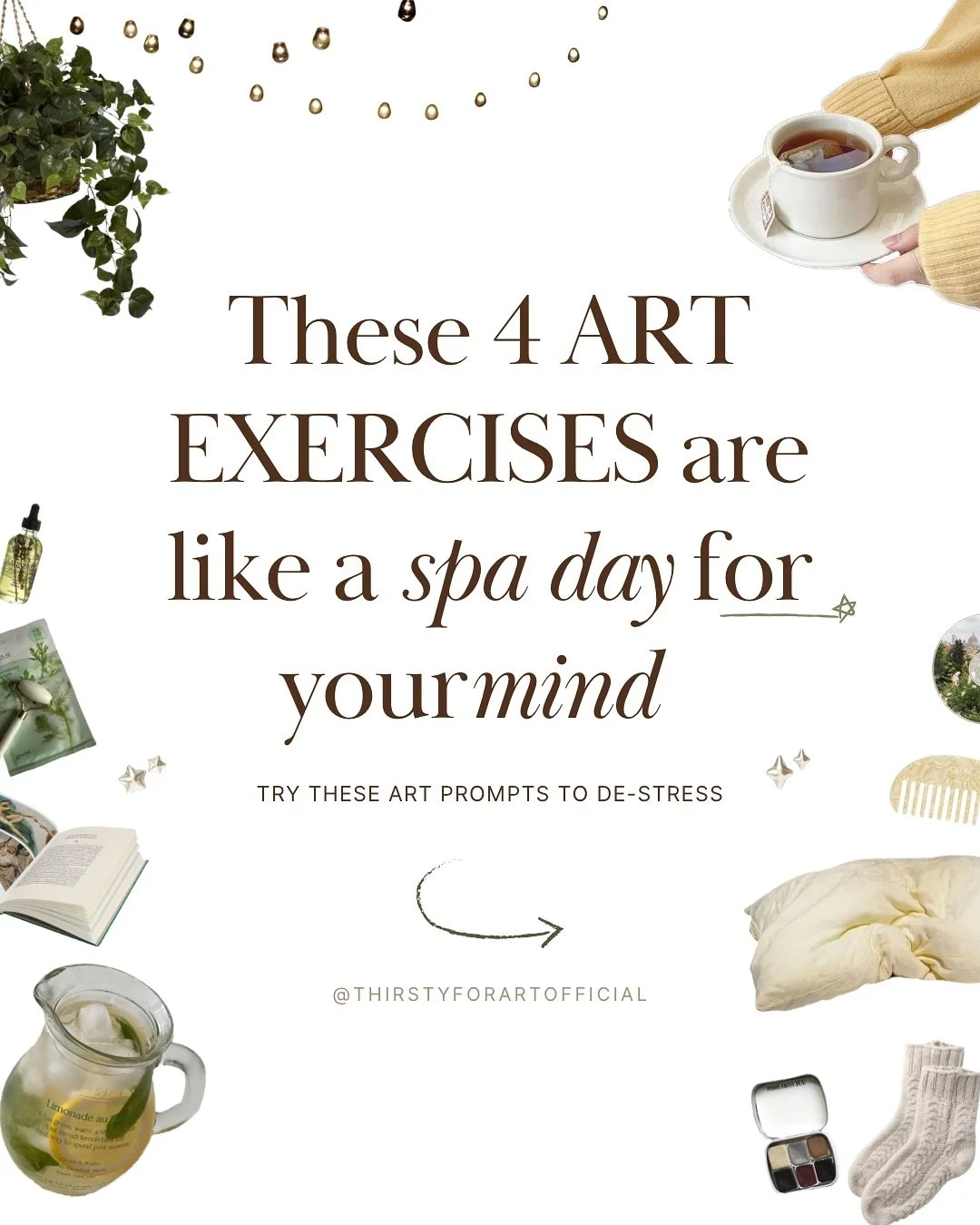 GET CALMING ART EXERCISES HERE....👇🎨🍃

Therapeutic artmaking is super effective for stress relief and overwhelm. (And it doesn&rsquo;t require any skills! Since it&rsquo;s not about techniques) Therapeutic artmaking can target the mind and body - 