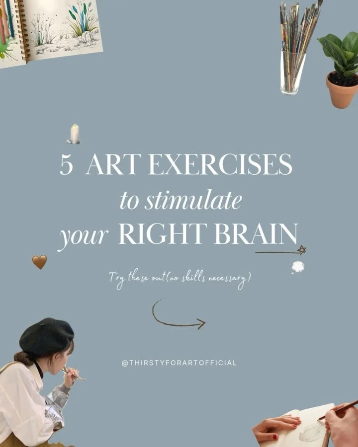 (SAVE THIS FOR LATER!) 💾
&darr;
You&rsquo;re not &lsquo;blocked&rsquo;&mdash;you&rsquo;re just not listening to the right side of your brain 🎨🧠

These art exercises will wake up your creative, intuitive brain! (and quiet the mental noise).
Perfect