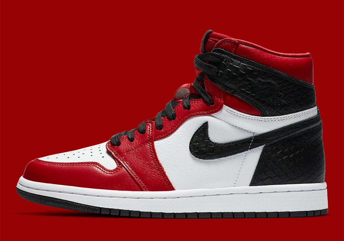 AJ1 High Black/Red: Snakeskin Edition