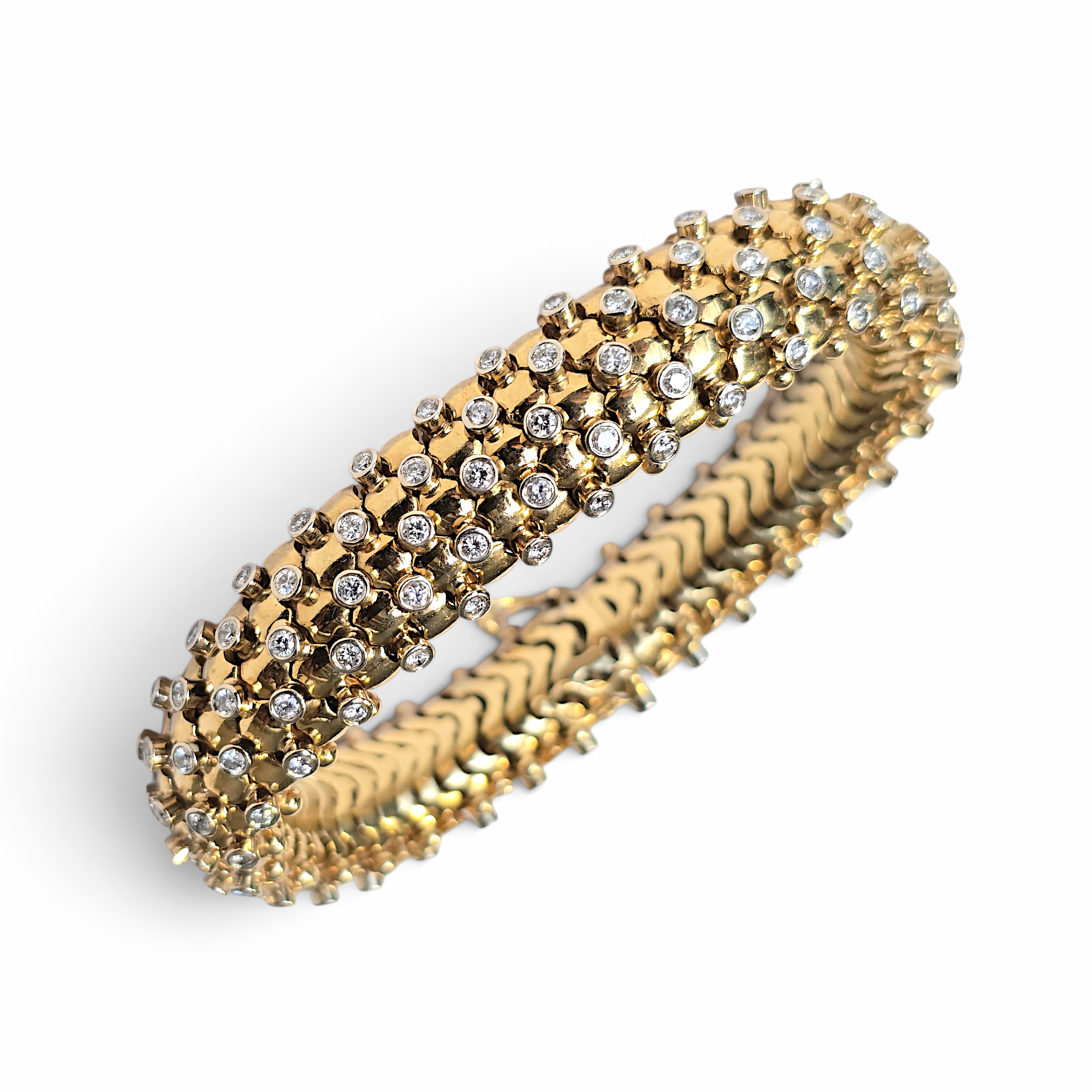 Vintage 18kt Gold and Diamond Flexible Bracelet