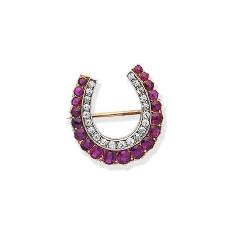 19th century antique horse shoe pendant and brooch