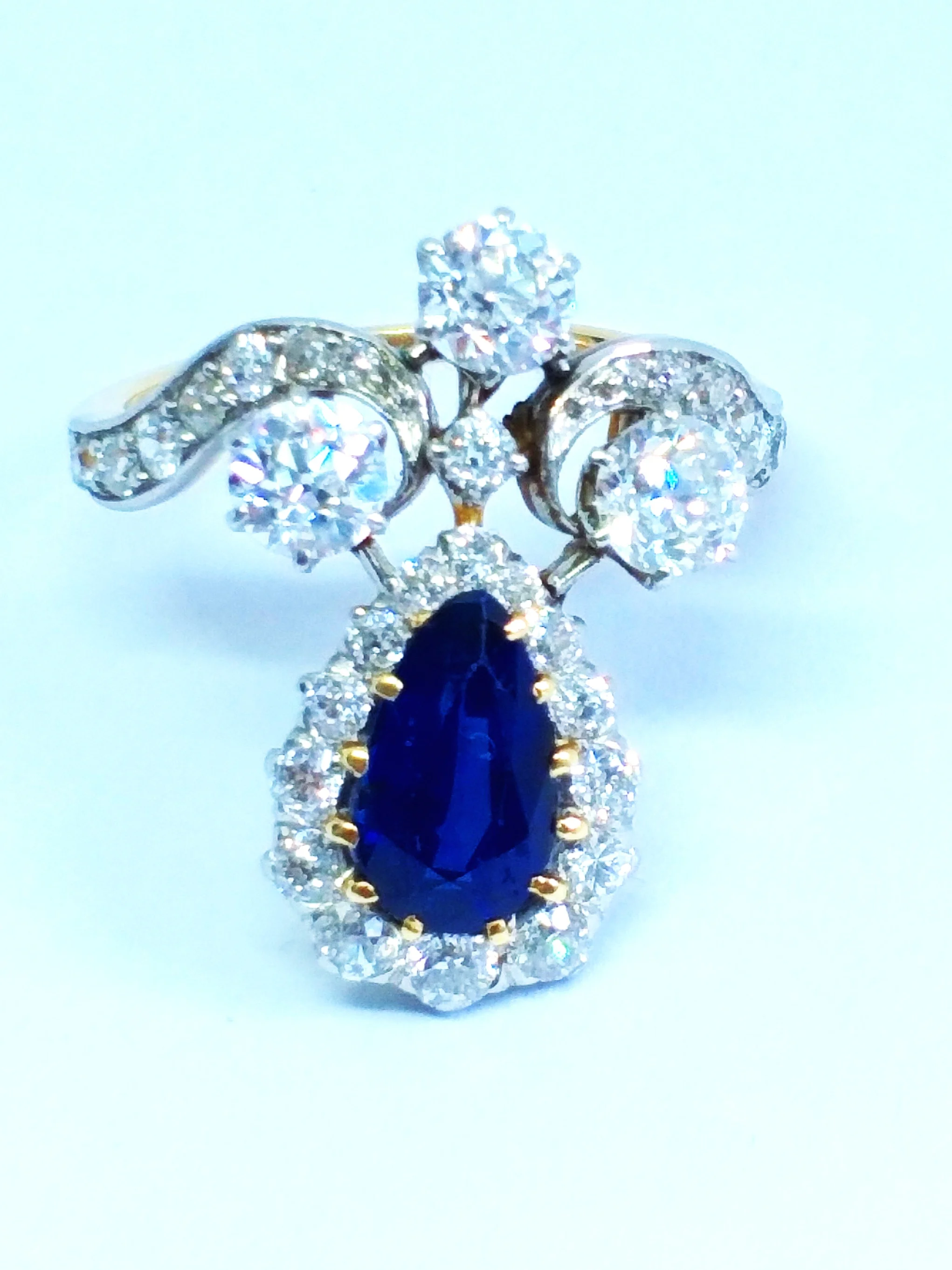 Belle Epoque antique sapphire and diamond platinum and gold