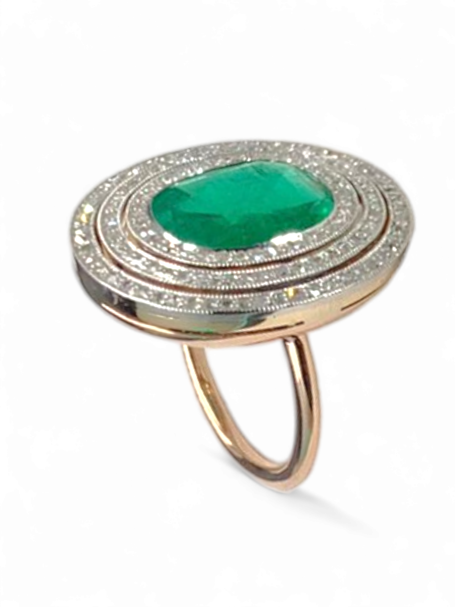 Belle Epoque Emerald & Diamond Plaque Ring