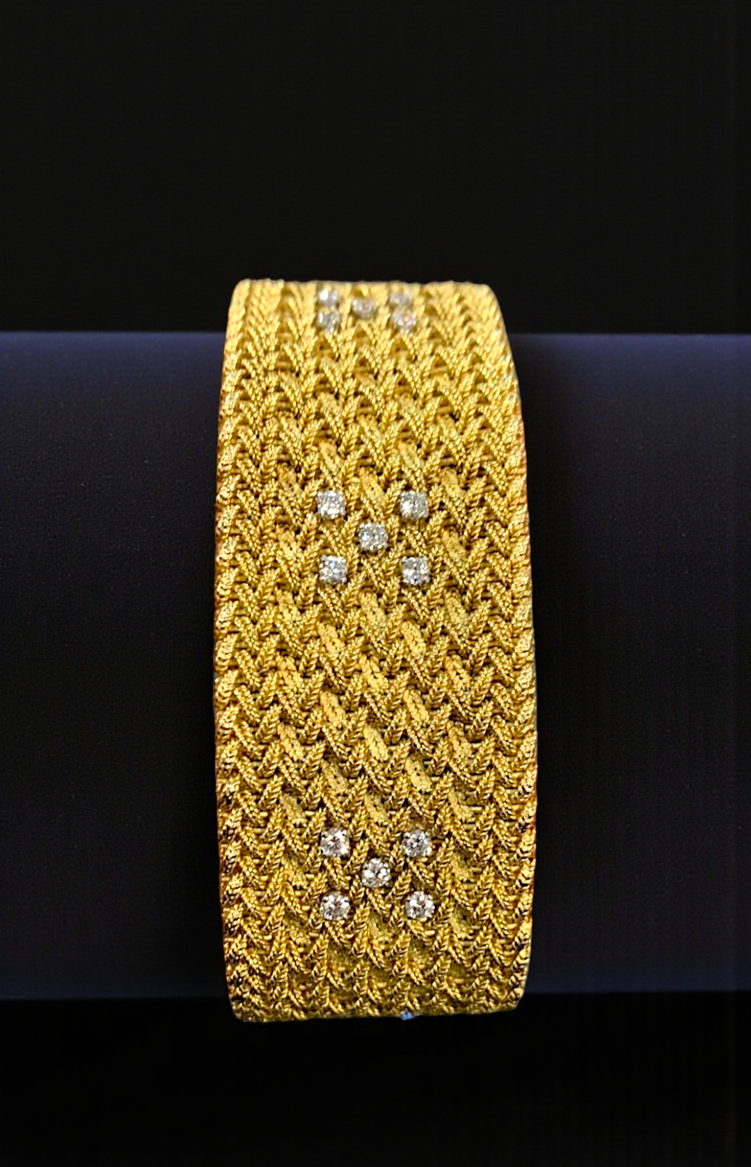 Georges Lenfant gold and diamond ribbon bracelet, France 1950's