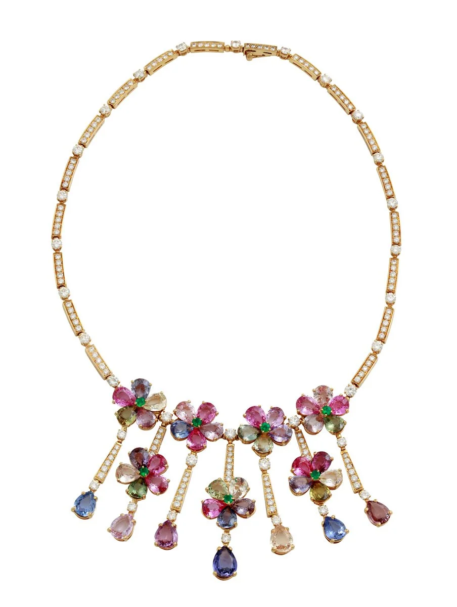 Bulgari multi colored sapphire and diamond "Flora" Necklace