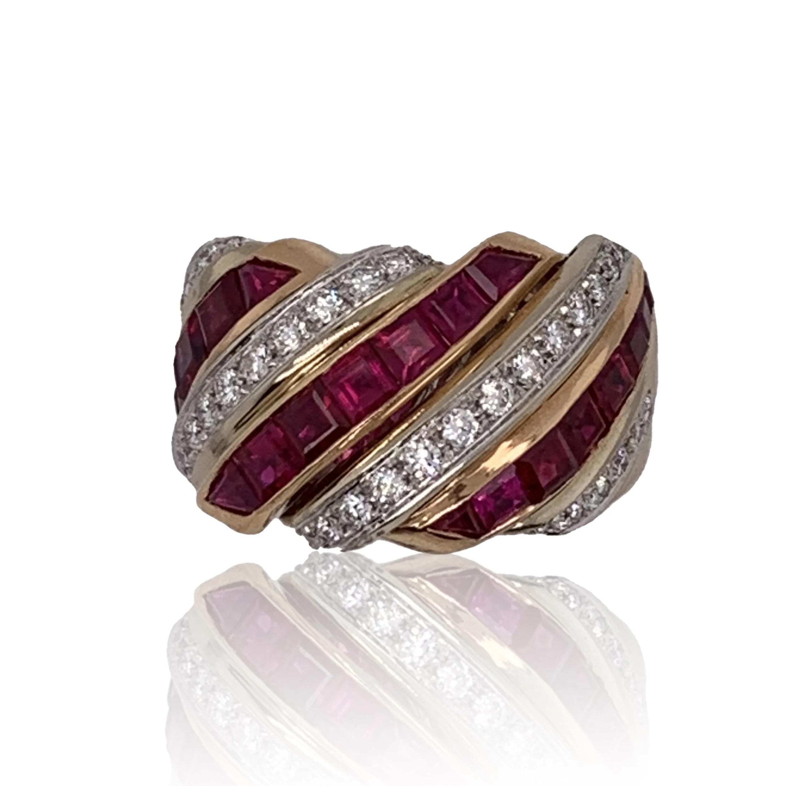1980's Ruby and Diamond Ring in 18k two-tone gold 