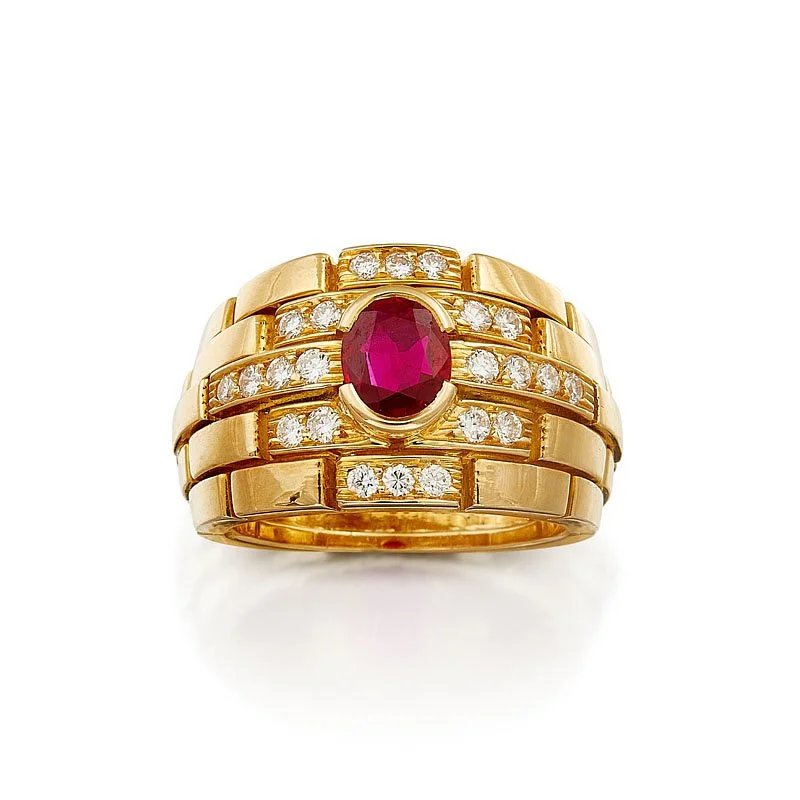 Cartier "Oriane"  ruby and diamond gold ring 
