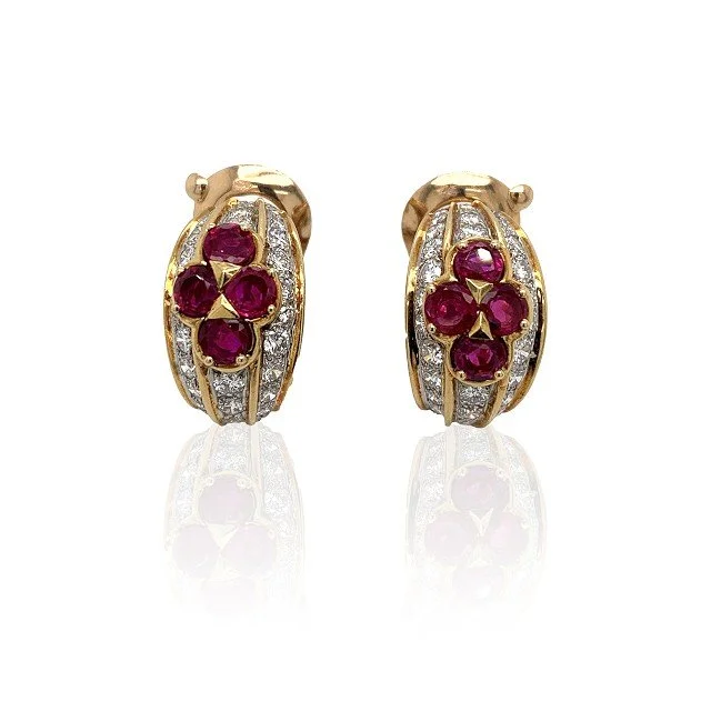 Van Cleef & Arpels 1980's Ruby and Diamond Earrings