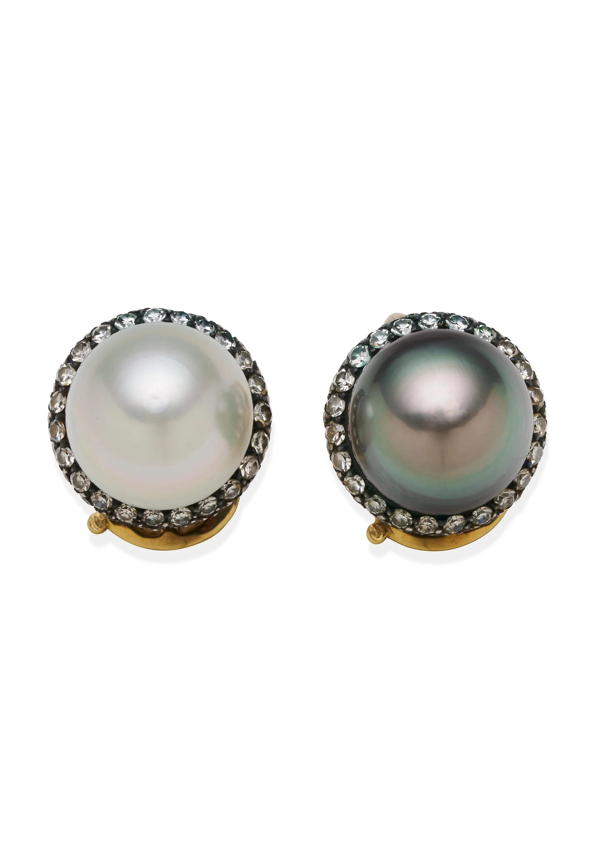 Villa Milano, Modern cultured pearl and diamond earrings