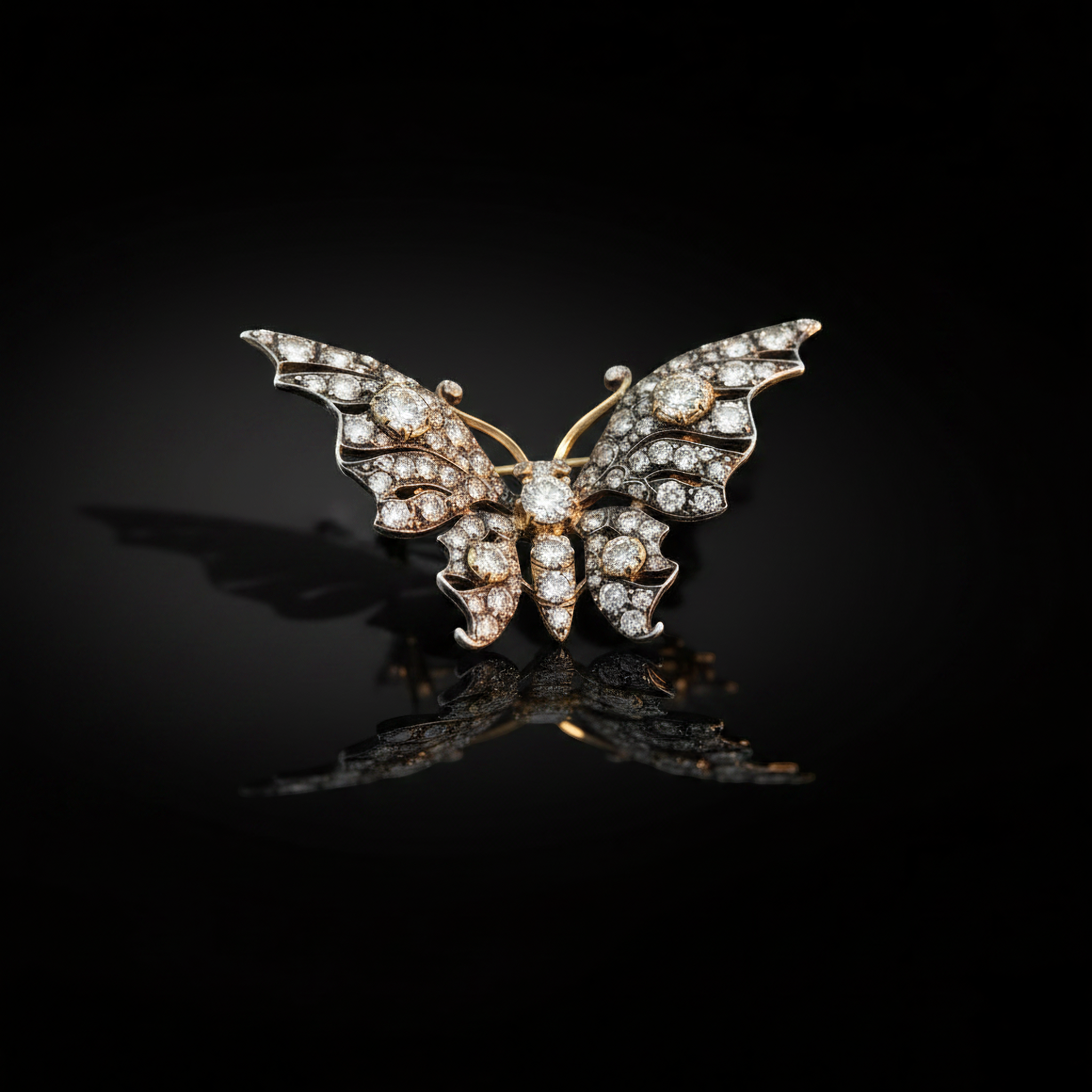 19th Century Diamond Butterfly Brooch