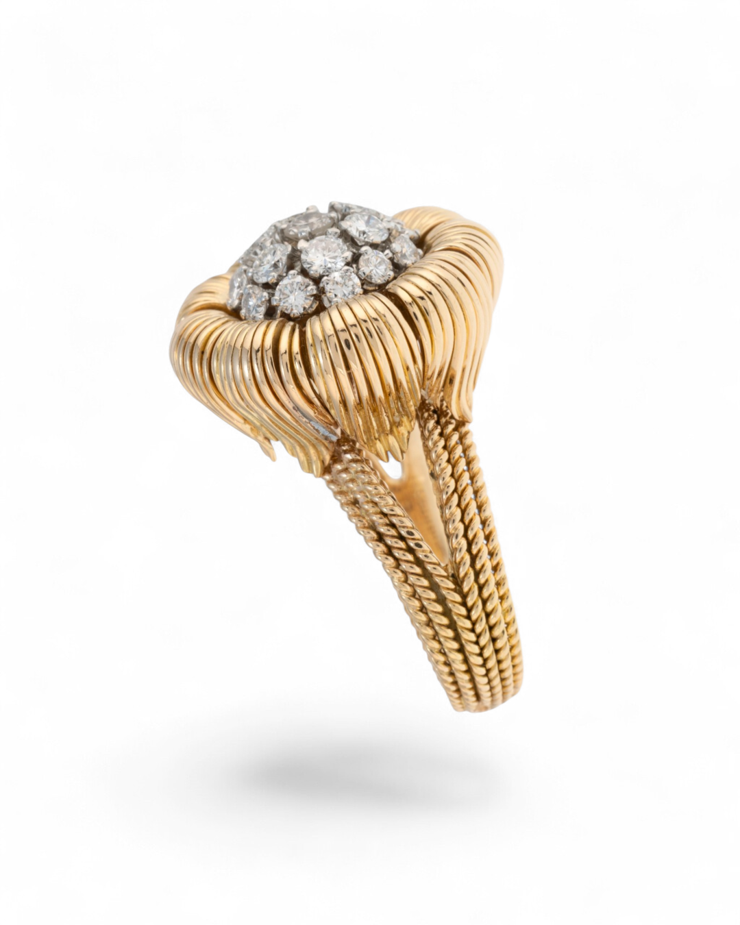 Balanche, Mid-century Gold & Diamond Dress Ring
