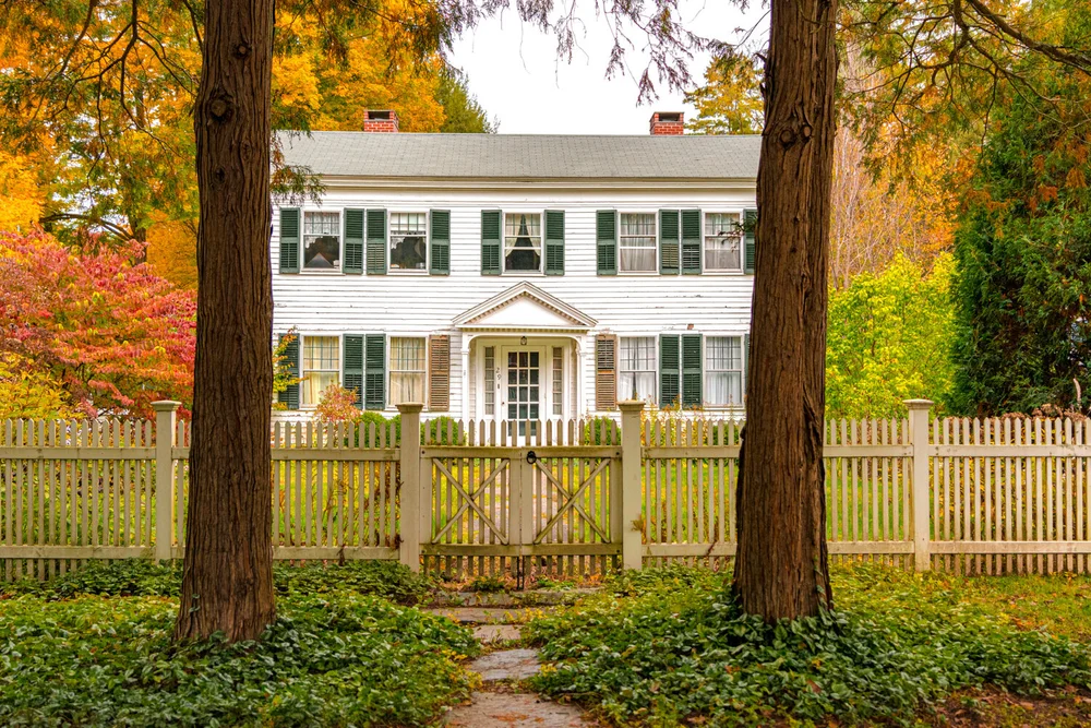 A beautiful house surrounded by autumn colors