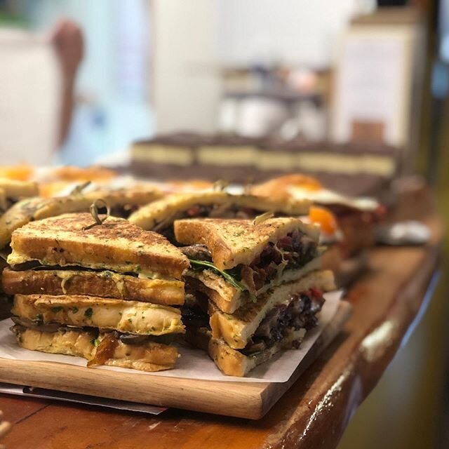 Vegetarian savoury French toast toasties will be back tomorrow!
get in quick these don&rsquo;t stick around.

#beinquick #freshlymade #vegetarian #ambrosiacafe