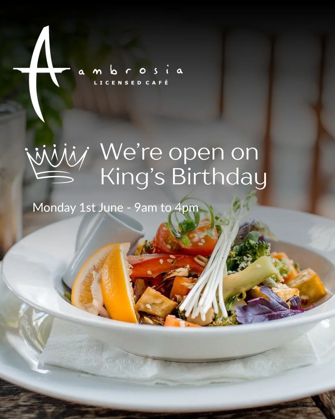 🎉 Got plans for the long weekend?

Make Ambrosia Caf&eacute; part of them! We're open on King's Birthday, Monday 1st June, and ready to serve up your favourite Pomeroys coffee, signature drinks, tasty meals, and sweet treats.

Whether you're meeting
