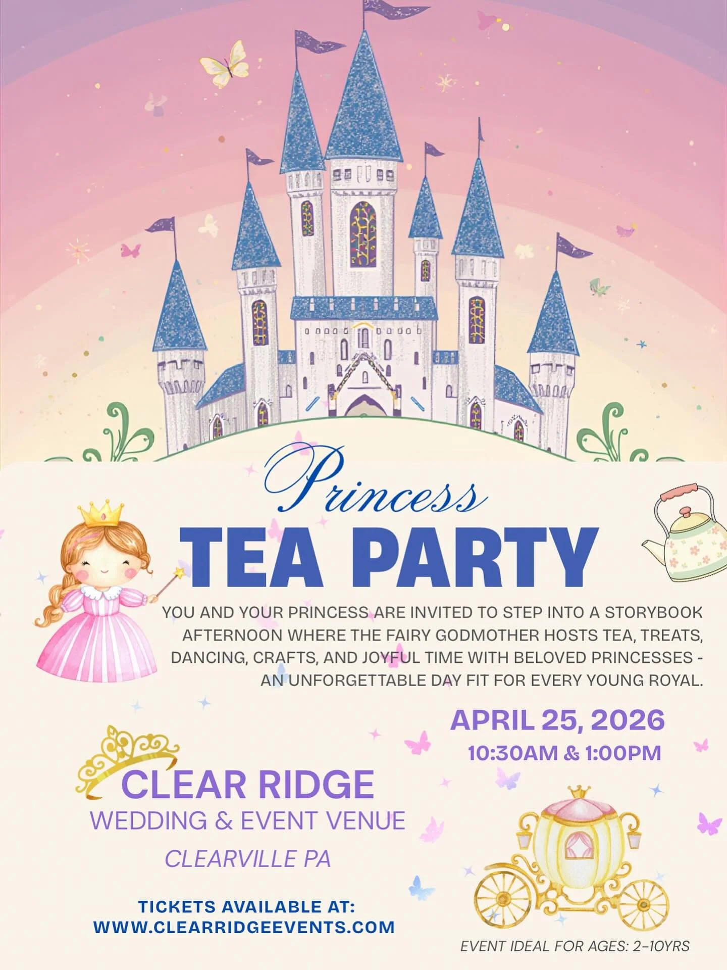 A Royal Invitation: Princess Tea Party Returns on April 25th 👑

Hear ye, hear ye! The beloved Princess Tea Party is making its grand return on April 25th at 10:30am and 1:00pm and we could not be more delighted to welcome you back to the magic at Cl