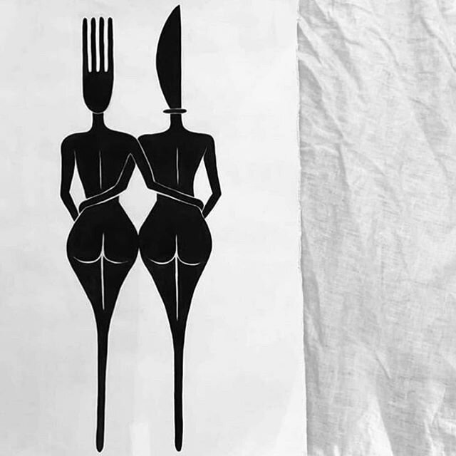 Hungry for love 🖤 by talented Northern Beaches artist @emma_drinan .
. .
#thedecoratorsydney #interiordesign #interiordecorator #interiorinspiration #wallart #artistsoninstagram #localartist #food #cutlery #bodies #figure #blackandwhite #modern #uni