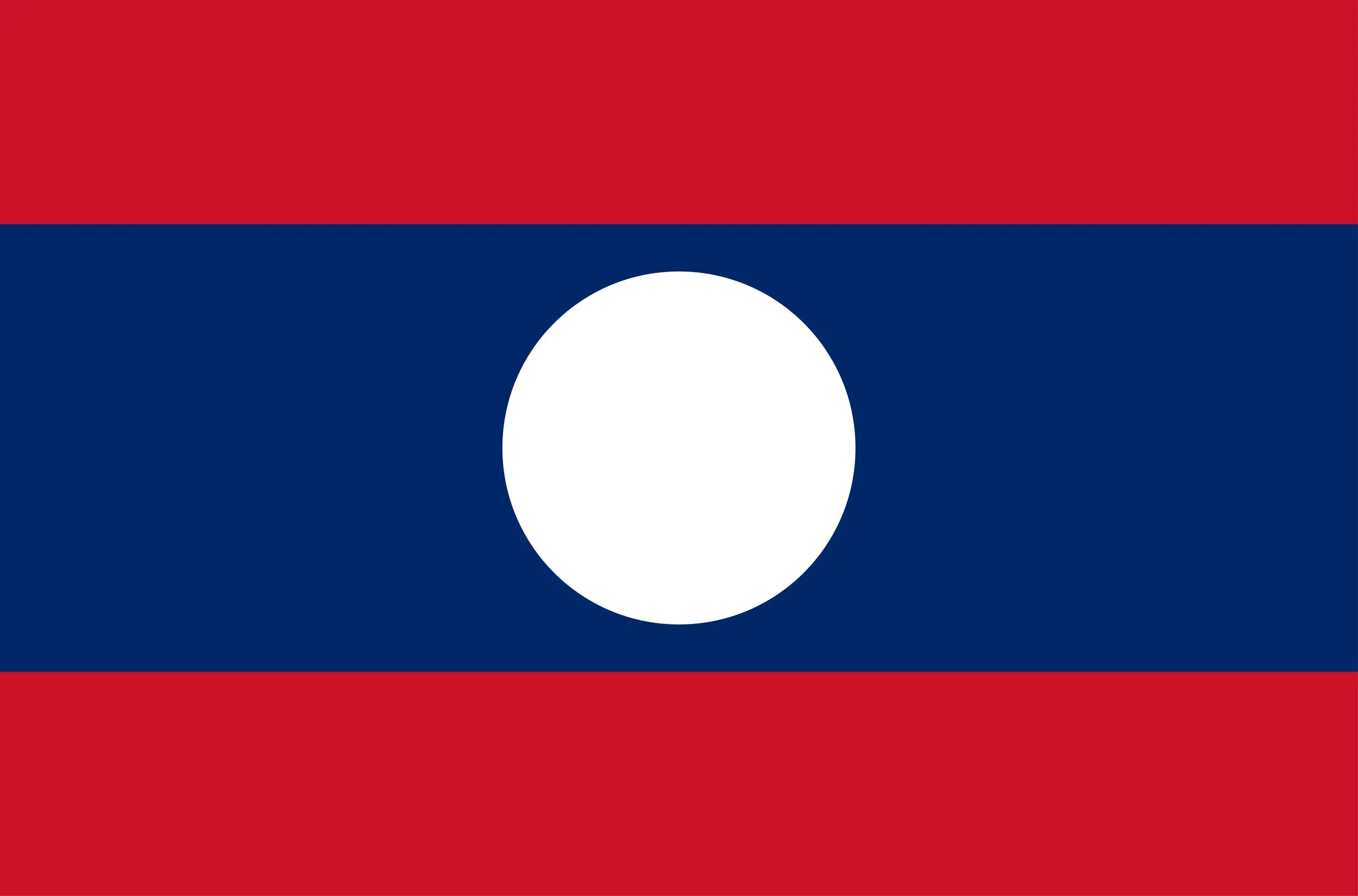 Vector flat style Lao Peoples Democratic Republic state flag. Official design of Laos national flag. Symbol with stripes and emblem. Independence day, holiday, button, background clip art illustration