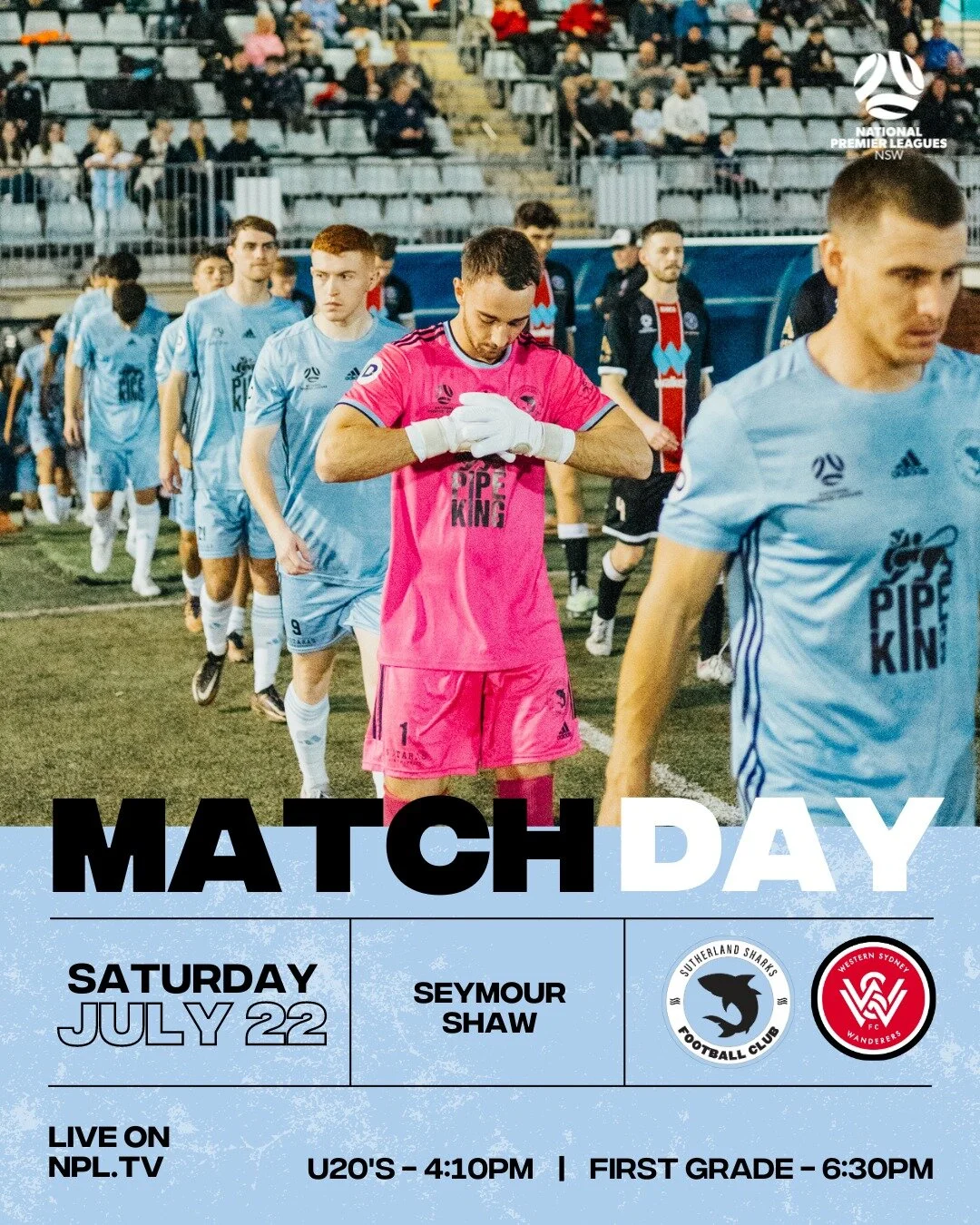 It's Matchday 🔥 Make sure to get on down Seymour Shaw for a huge game 👀

#ssfc #sutherlandsharksfc #npl #nplnsw #footballnsw #footballaustralia #nsw #sydney #sport #football #soccer #footballgame #soccergame #premierleague #sutherlandshire #seymour