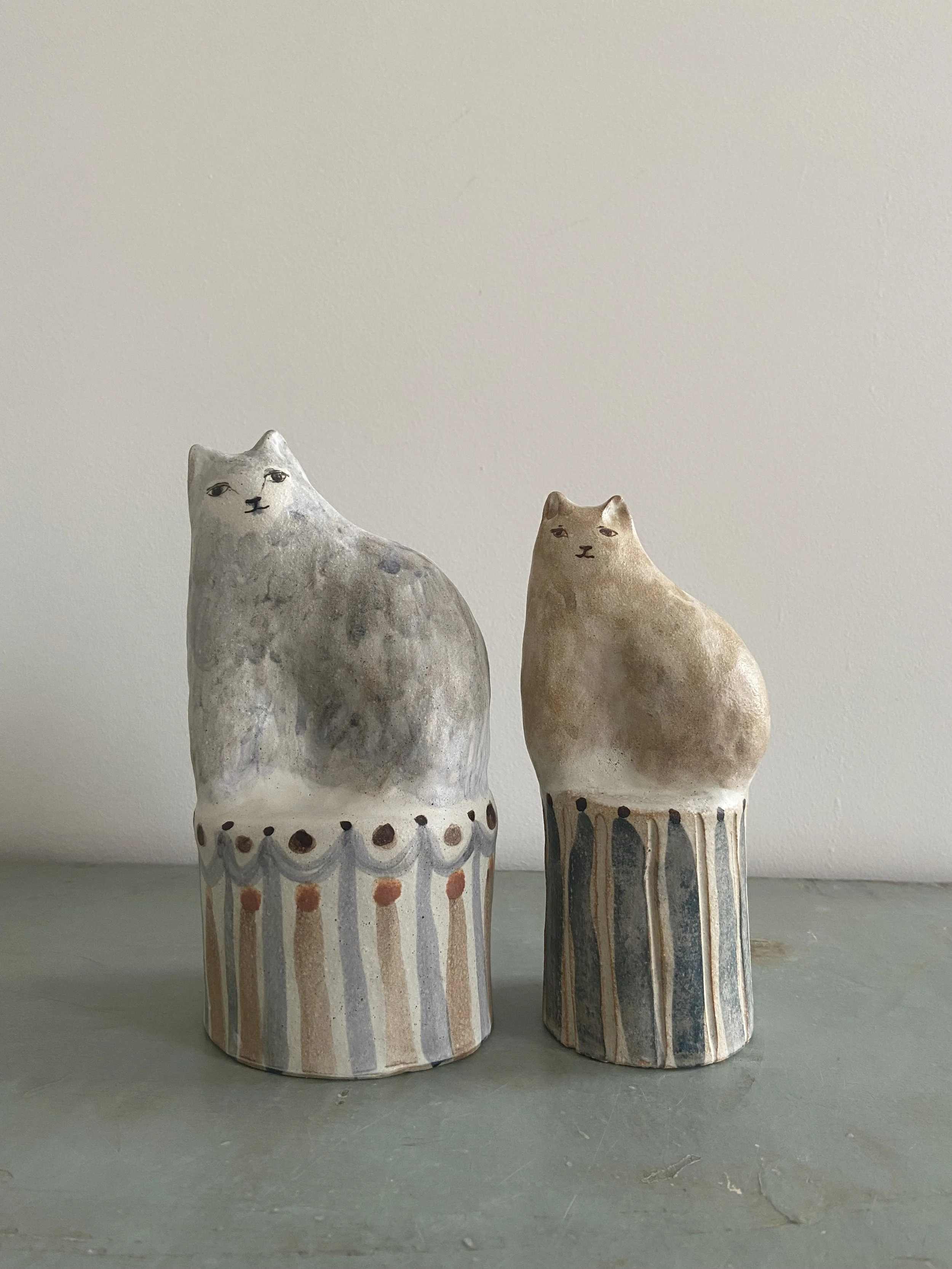 Handmade stoneware cats by Charlotte Salt