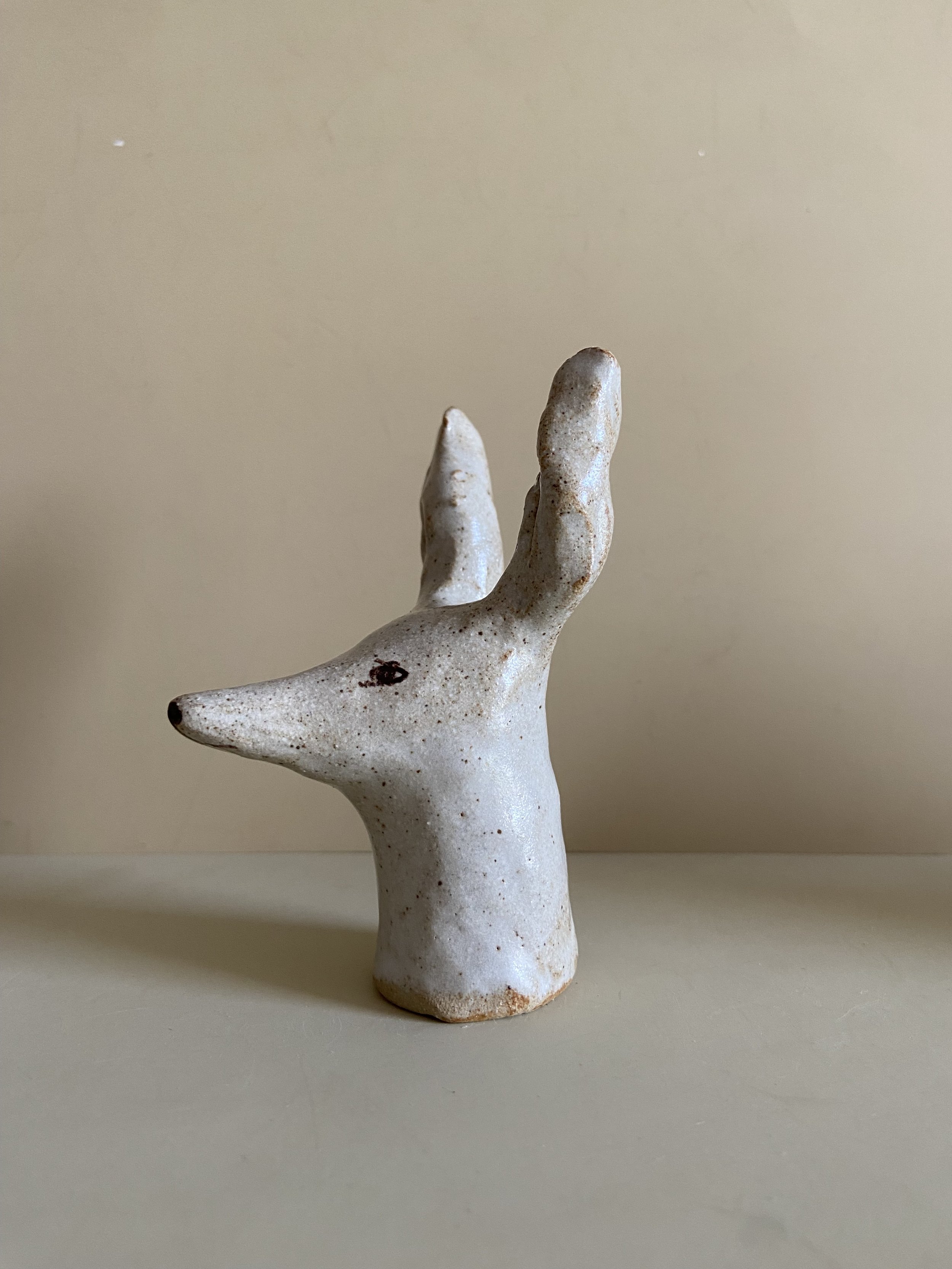 Handmade ceramic animal heads by Charlotte Salt