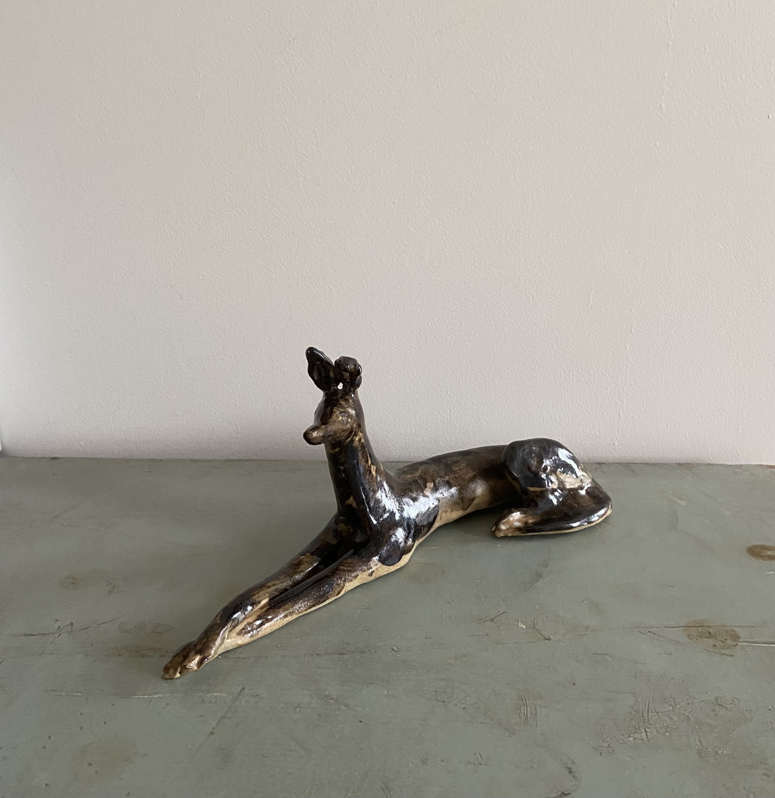 Stoneware ceramic hounds by Charlotte Salt
