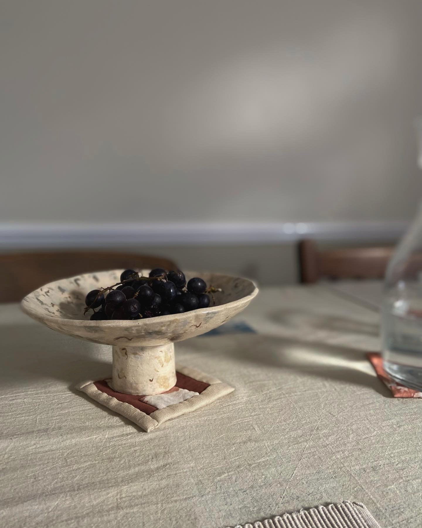 Slip decorated fruit stand by Charlotte Salt