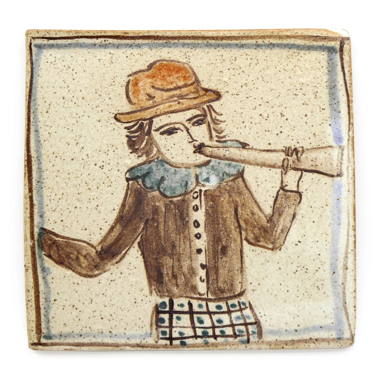 Tapestry Horn Blower in a Red Hat Cutout2.JPG