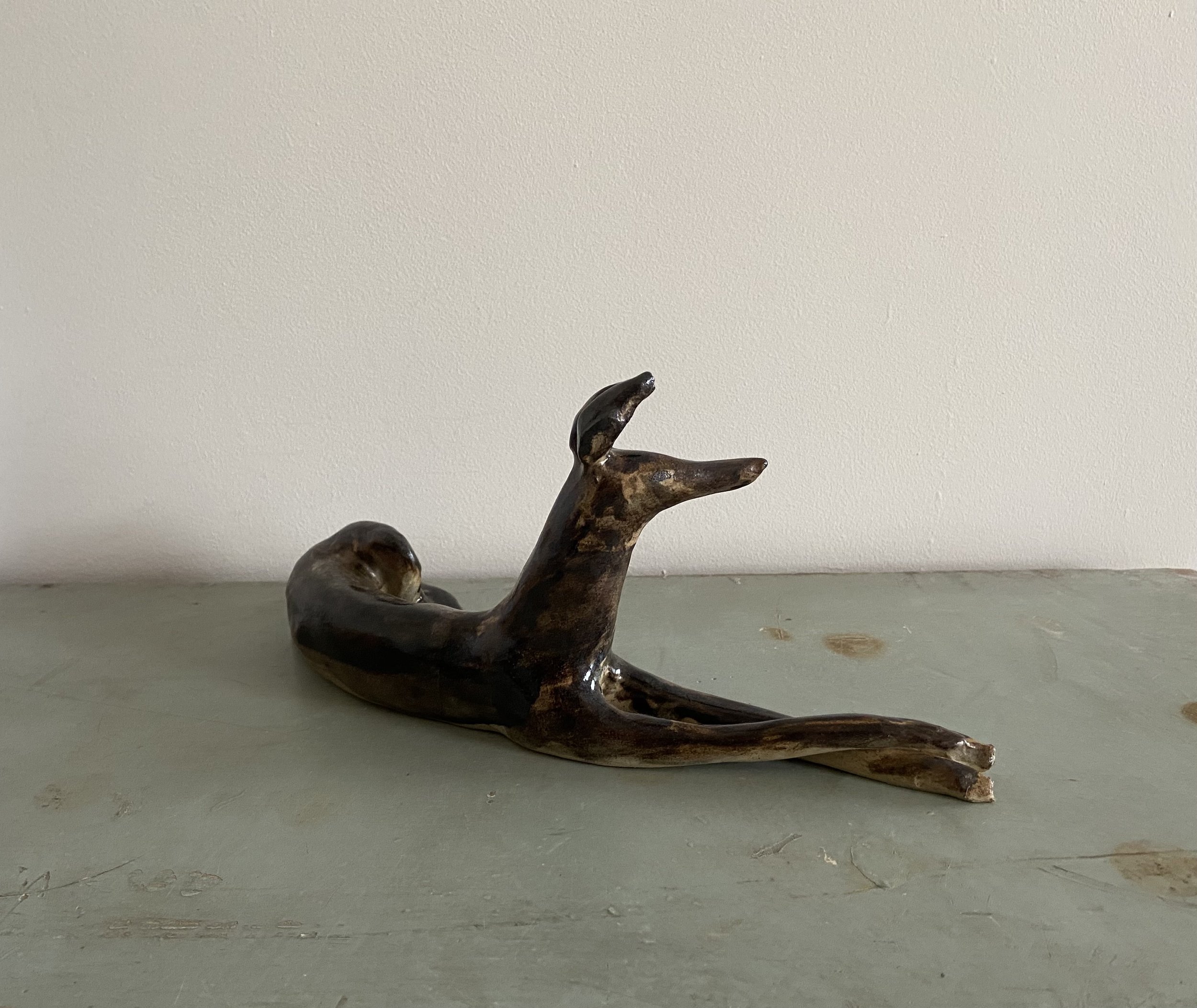 Stoneware ceramic hounds by Charlotte Salt