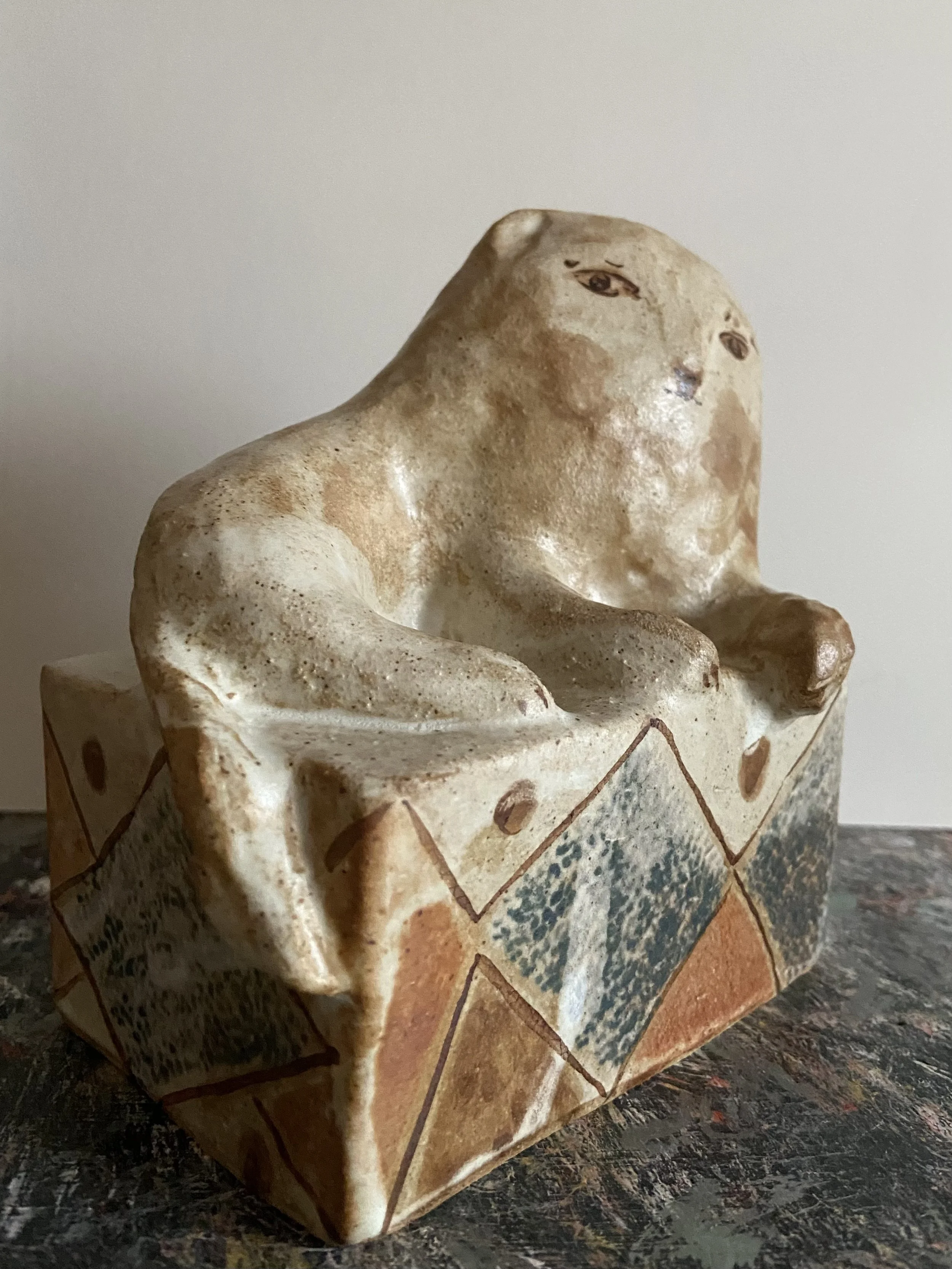 Stoneware lion handmade by Charlotte Salt