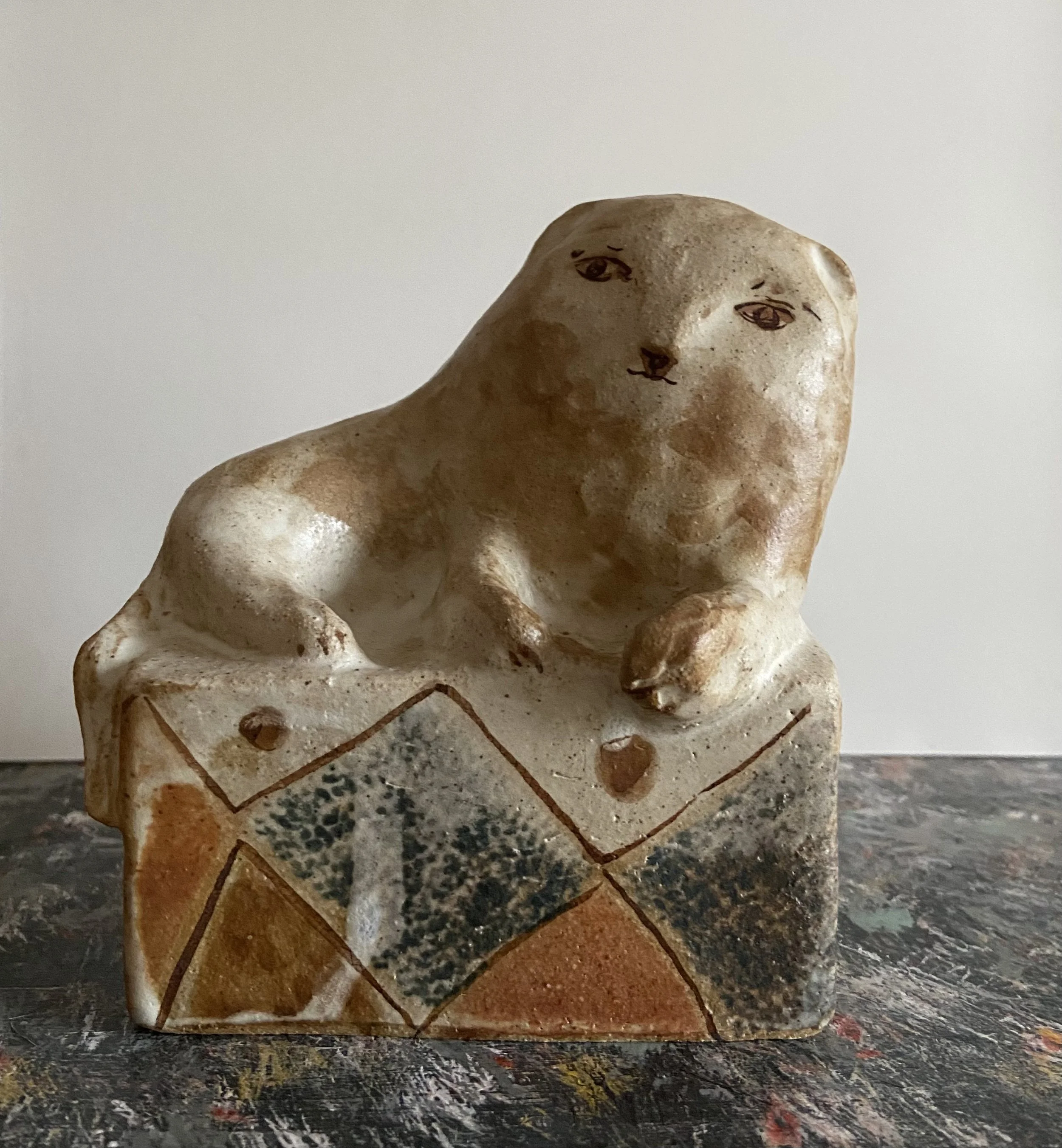 Stoneware lion handmade by Charlotte Salt