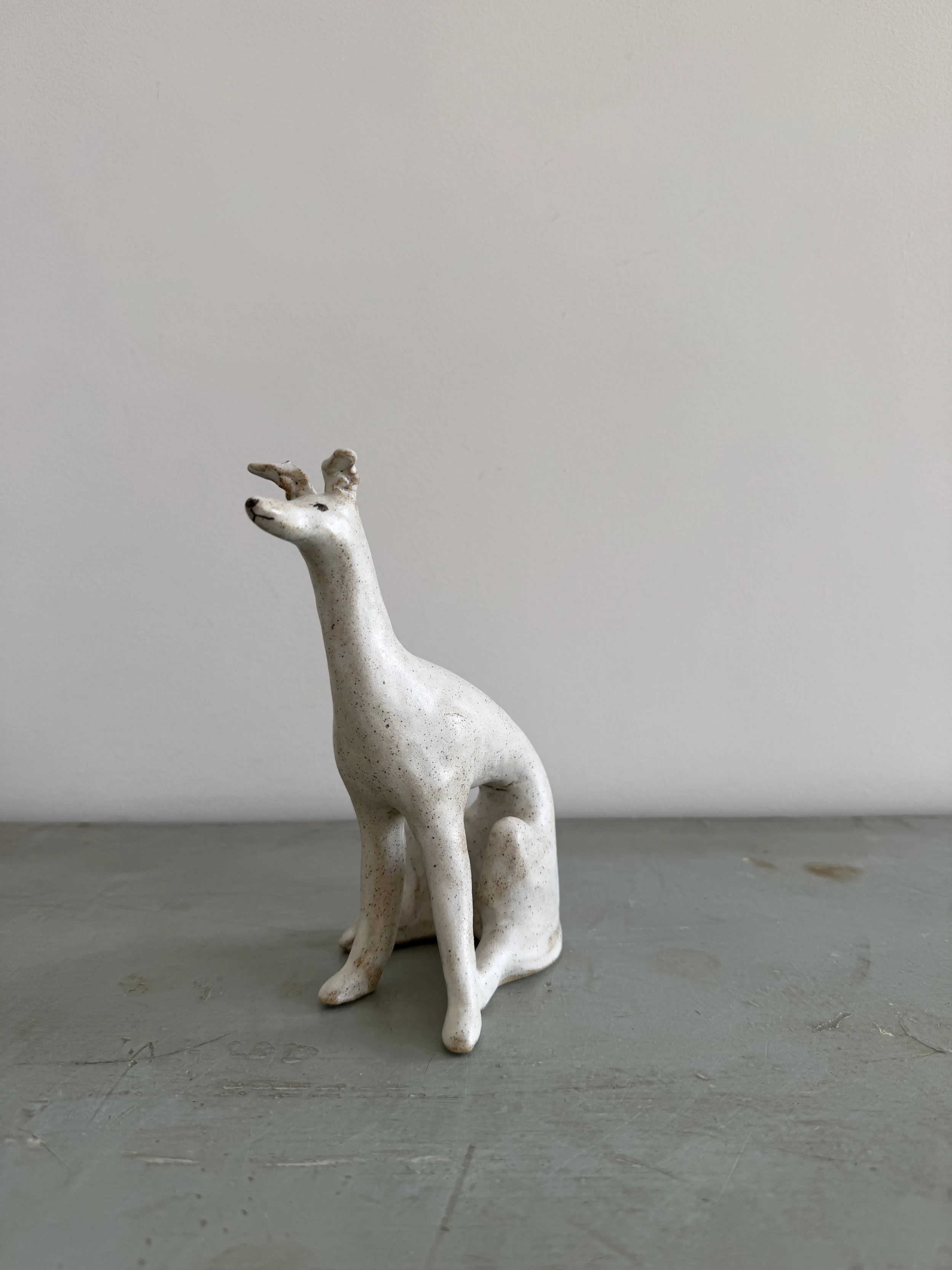 Seated Stoneware Hound *SECONDS