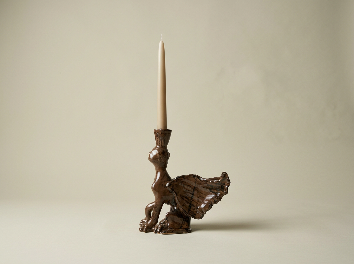 Tenmoku Fantasy Sphinx Candleholder
