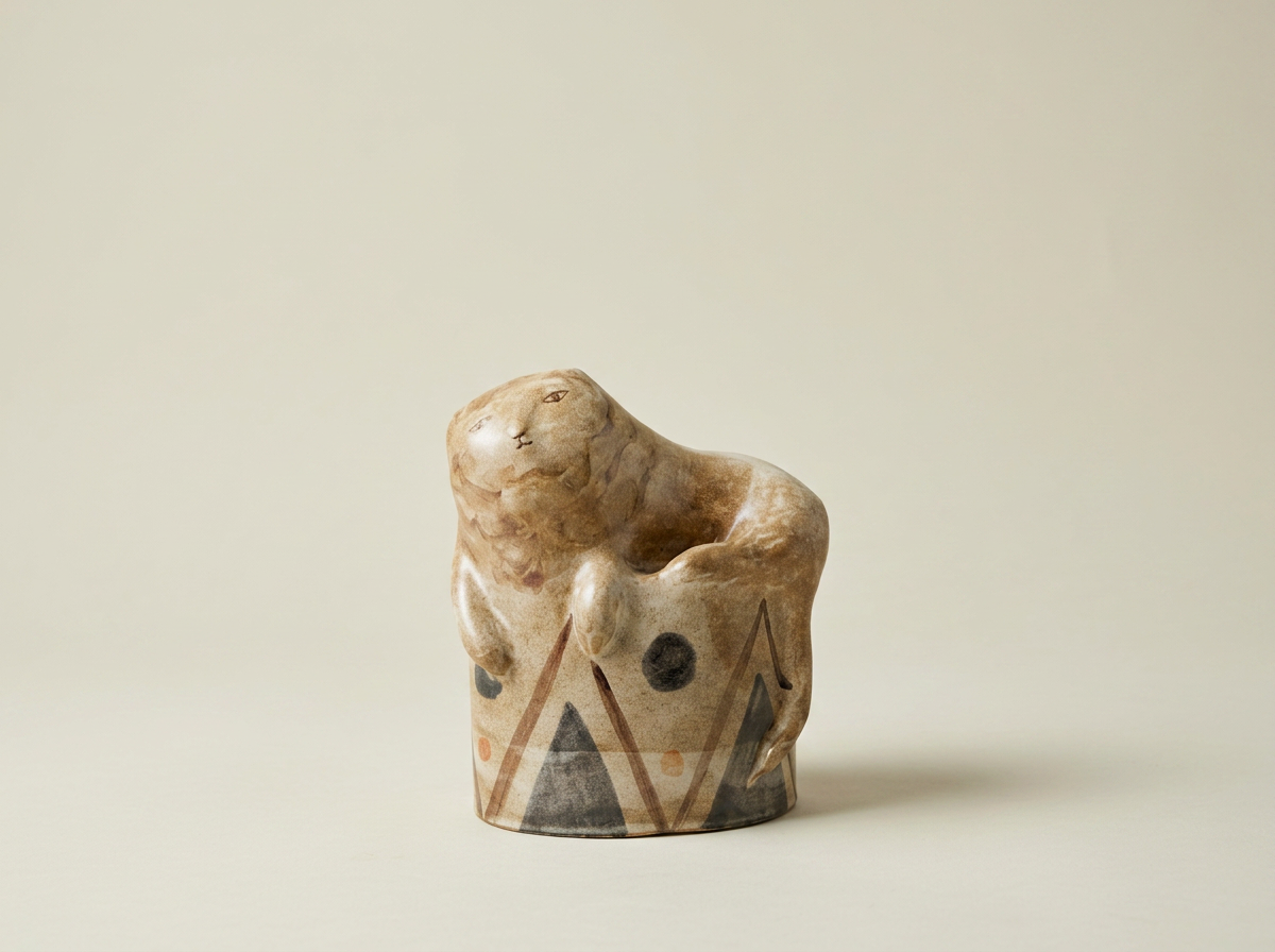 Golden Brown Lion on a Base